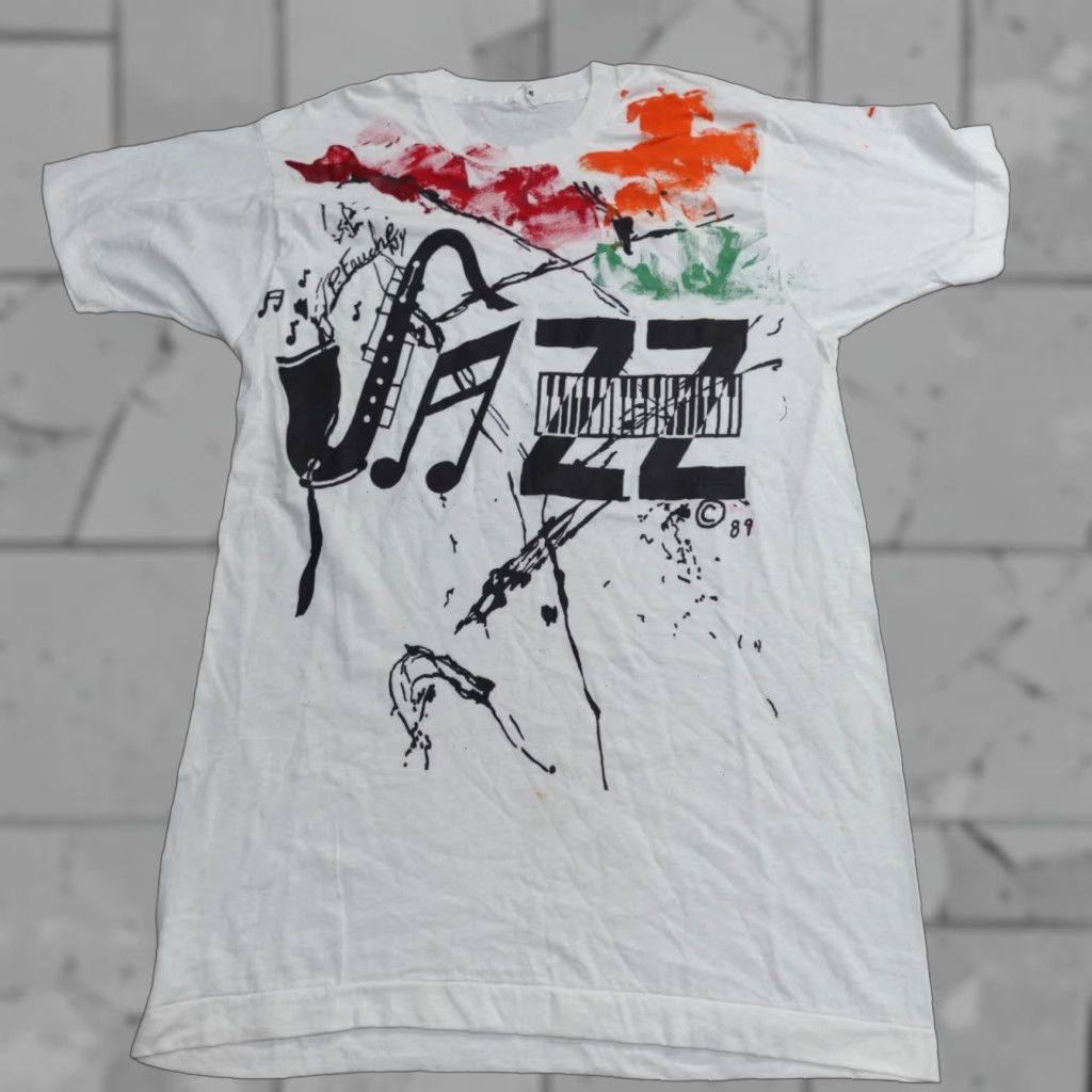 Vintage VINTAGE Jazz Shirt Men S White 1989 Abstract P.Fauche Size US S / EU 44-46 / 1 - 1 Thumbnail