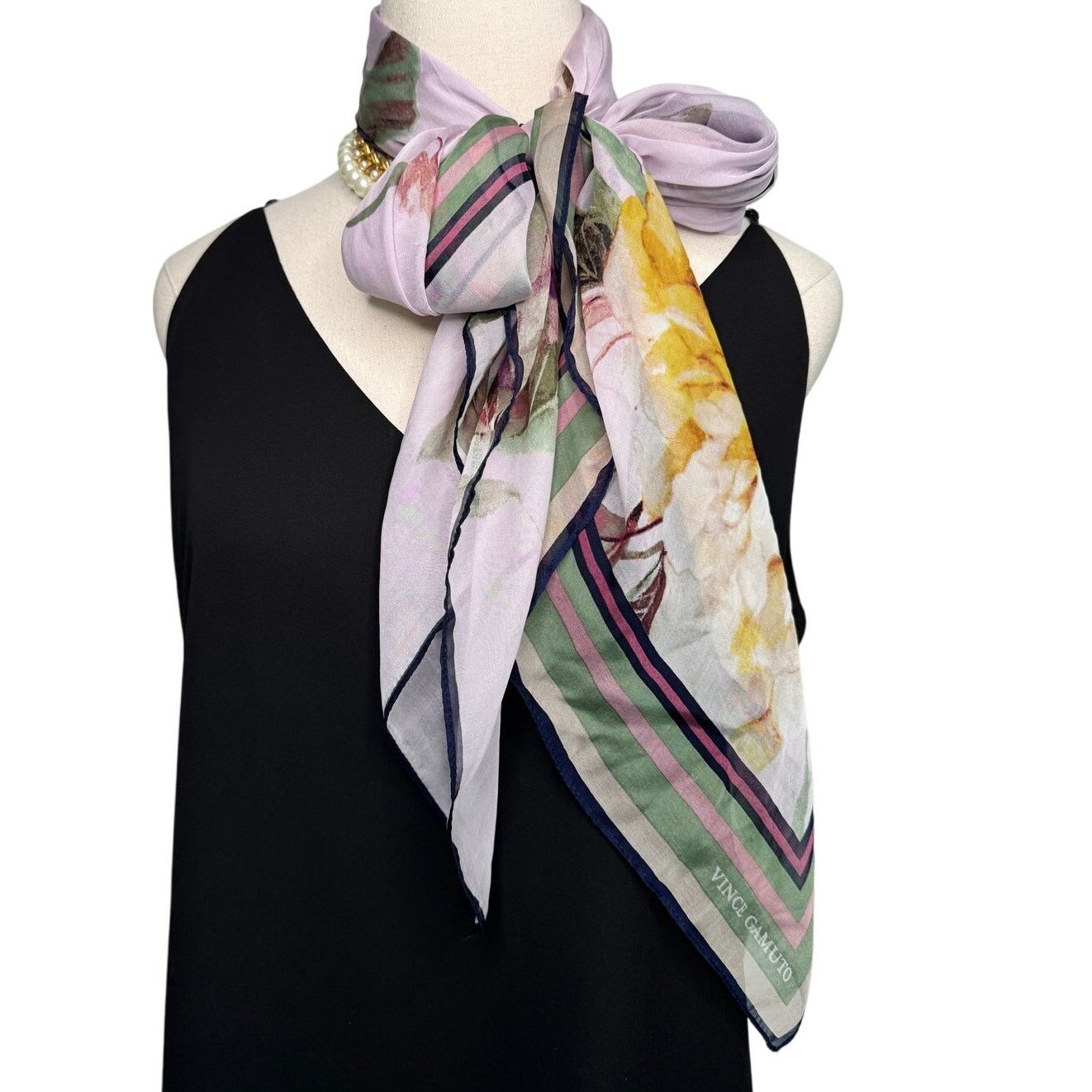 Vince Camuto Vince Camuto floral chiffon square scarf pink green 43” Size ONE SIZE - 1 Thumbnail