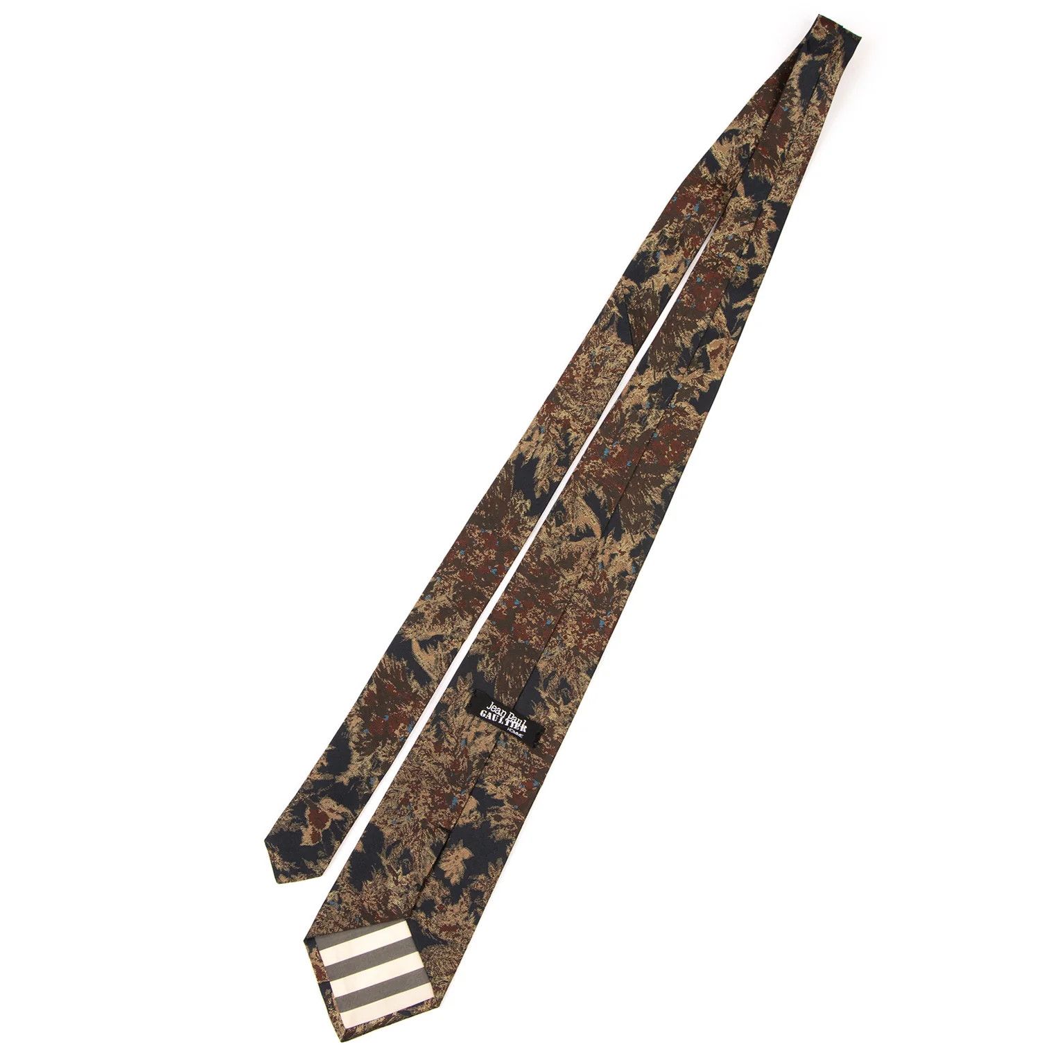 Jean Paul Gaultier Floral Jacquard Tie in Navy and Gold Size ONE SIZE - 5 Thumbnail