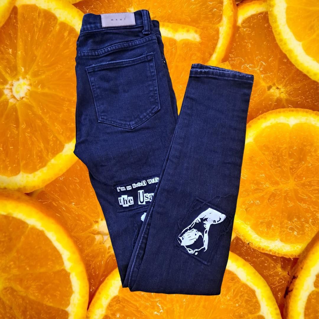 Other MNML EMO Jeans Black with White Patch Jeans Size 30 Size US 30 / EU 46 - 1 Thumbnail