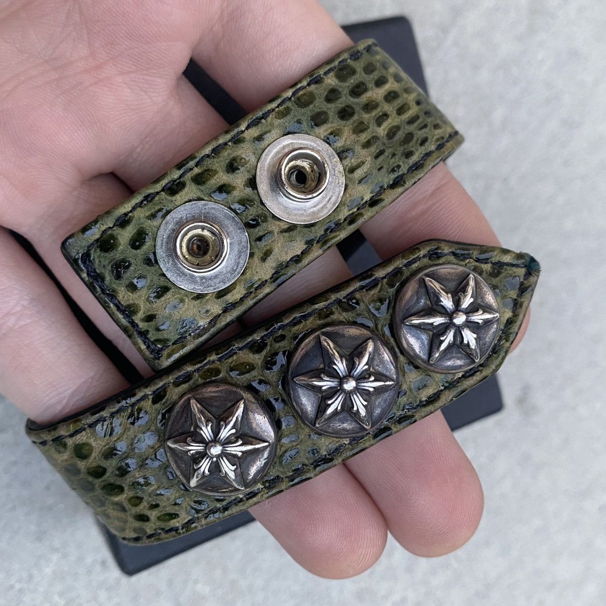 Chrome Hearts Chrome Hearts Green Lizard Skin Star Snap Bracelet Size ONE SIZE - 7 Thumbnail