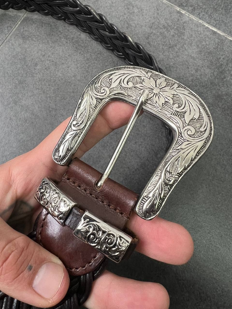 Japanese Brand Rare Nanni Leather woven Belt Chrome Hearts style Size ONE SIZE - 3 Thumbnail
