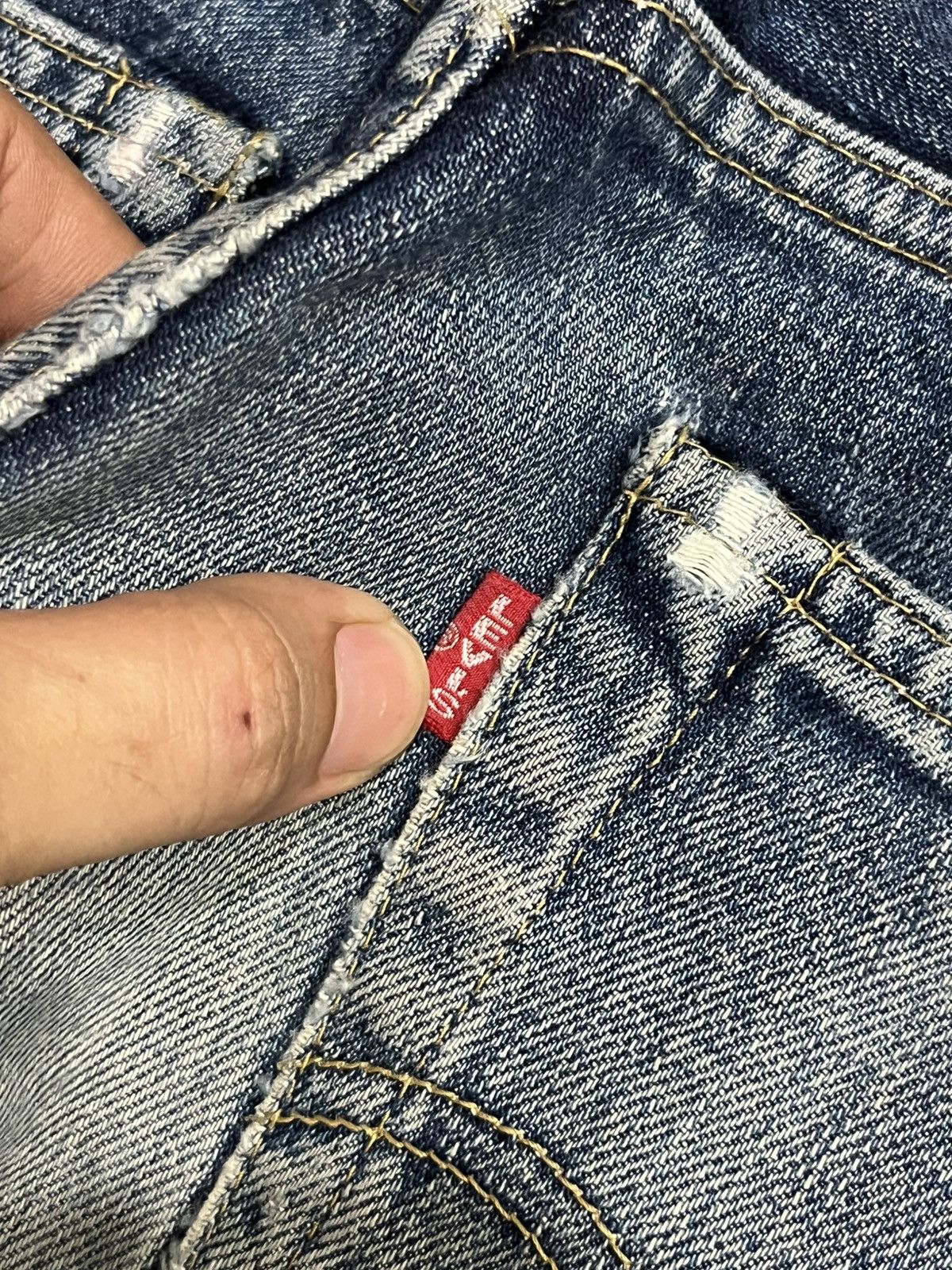 Levi's Levi’s 503BXX Big E Dark Blue Faded Distressed Selvedge Jean Size US 33 - 11 Thumbnail