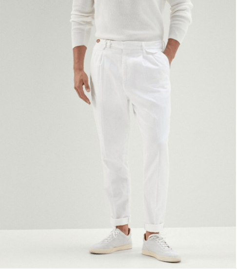 Image of Brunello Cucinelli O1W1Db10424 Dyed Pants In White, Men's (Size 34)