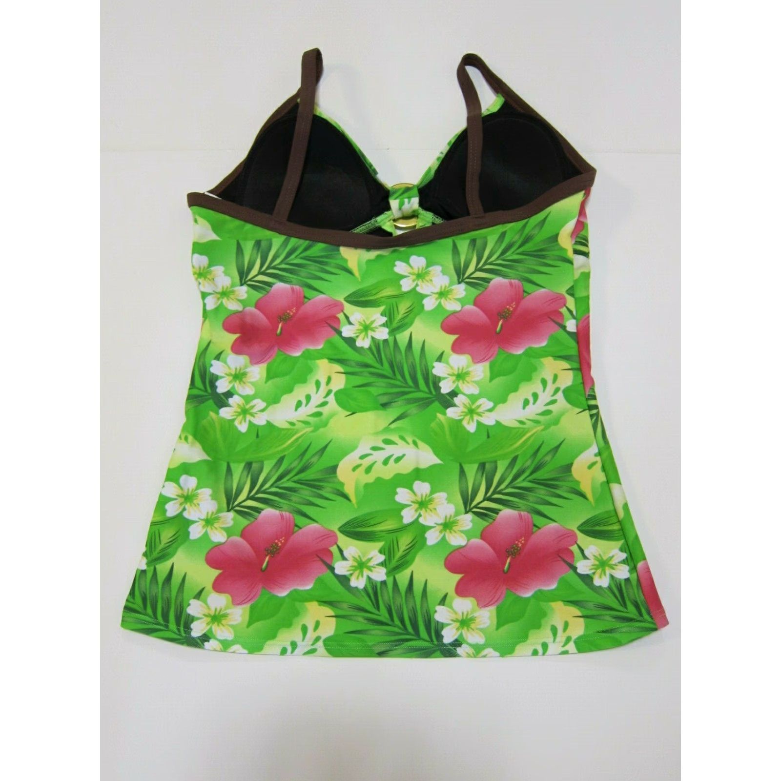 Pinko NWT INGEAR Green Pink White Floral Hawaiian Padded Halter Swim Tankini Women 10 Size ONE SIZE - 7 Thumbnail