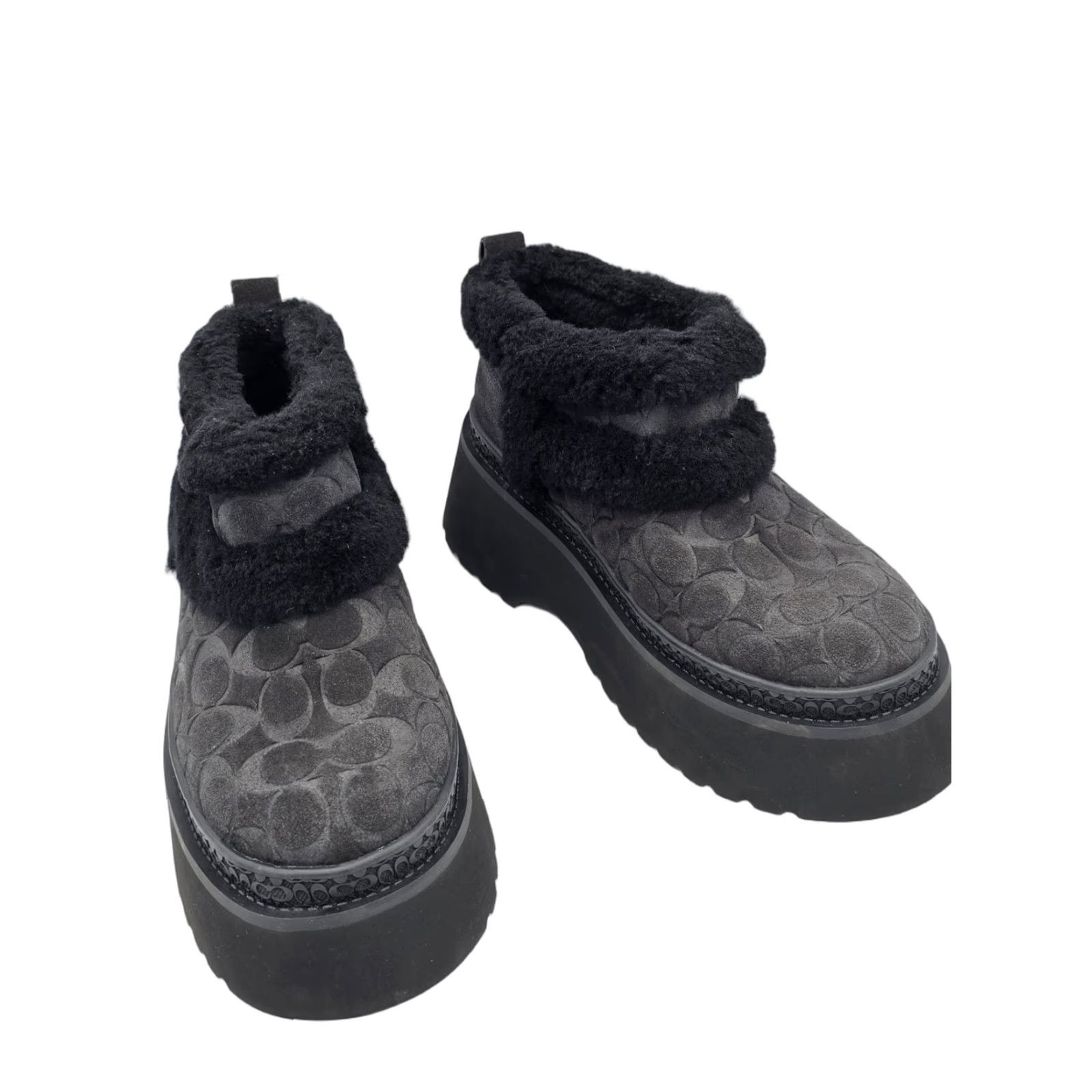 Coach Coach Boots Women Christina Shearling Bootie - Black Suede Sherpa Lined UGQ Sz 8B - 8B US - Coach Print Pattern Womens Boots Size US 6 / IT 36 - 1 Thumbnail