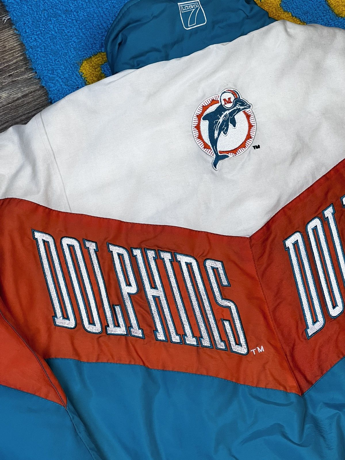 Logo 7 × NFL × Vintage Vintage 90’s 7 Logo Miami Dolphins NFL Tricolour Jacket Size US L / EU 52-54 / 3 - 5 Thumbnail