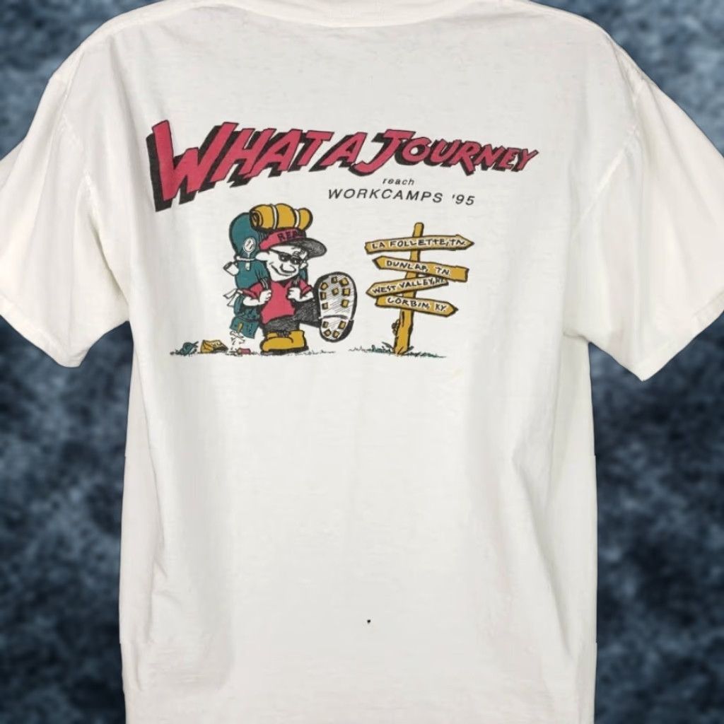 Vintage VINTAGE Christian Reach Workcamps T Shirt Mens Size Large 90s 1995 Made In USA Size US L / EU 52-54 / 3 - 1 Thumbnail