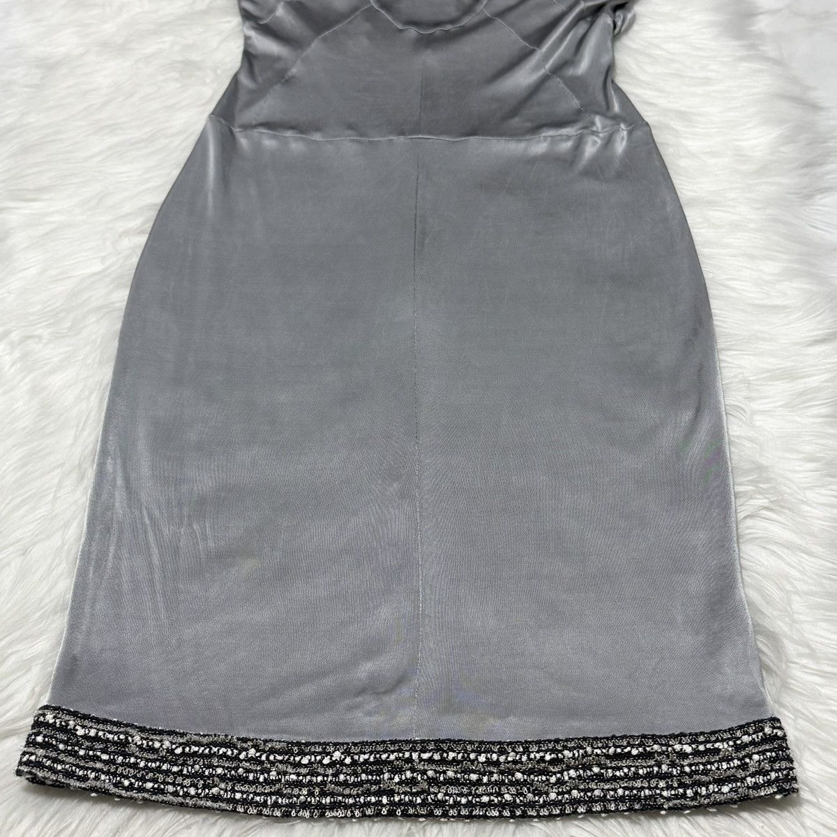 Chanel Genuine Chanel Trimmed Sleeveless Dress 40 Shiny Silver Gray Size M / US 6-8 / IT 42-44 - 9 Thumbnail
