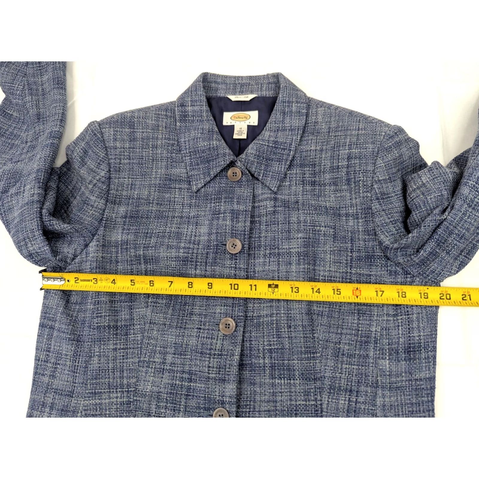 Talbots Talbots Blazer Coat 100% Silk Blue Petite 12 Women Tweed Lined Short Jacket Mens? Size XL / US 12-14 / IT 48-50 - 7 Thumbnail