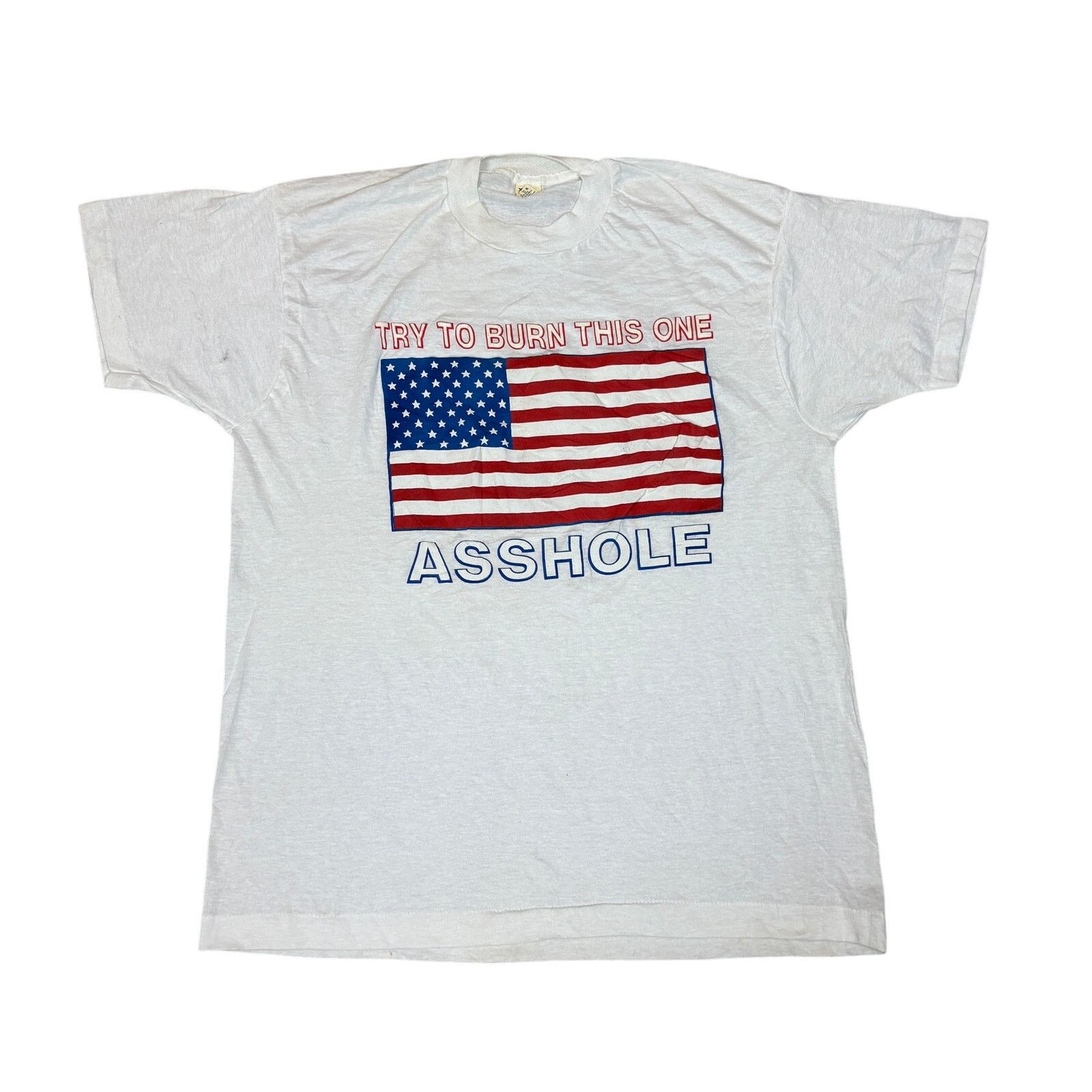 Vintage Vintage 80s Try To Burn This One US Flag Patriotic Shirt XL Size US XL / EU 56 / 4 - 1 Thumbnail