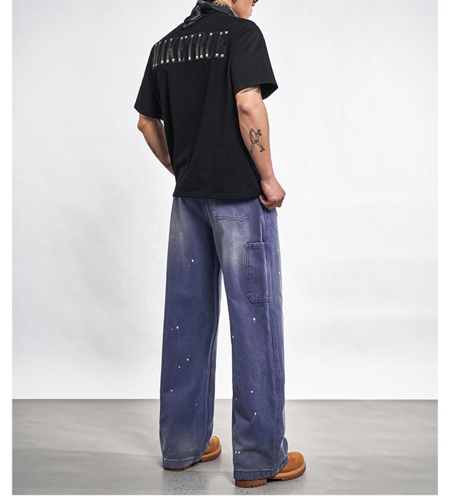 Vintage Purple Paint Splatter Straight Wide-Leg Jeans Size US 32 / EU 48 - 5 Thumbnail