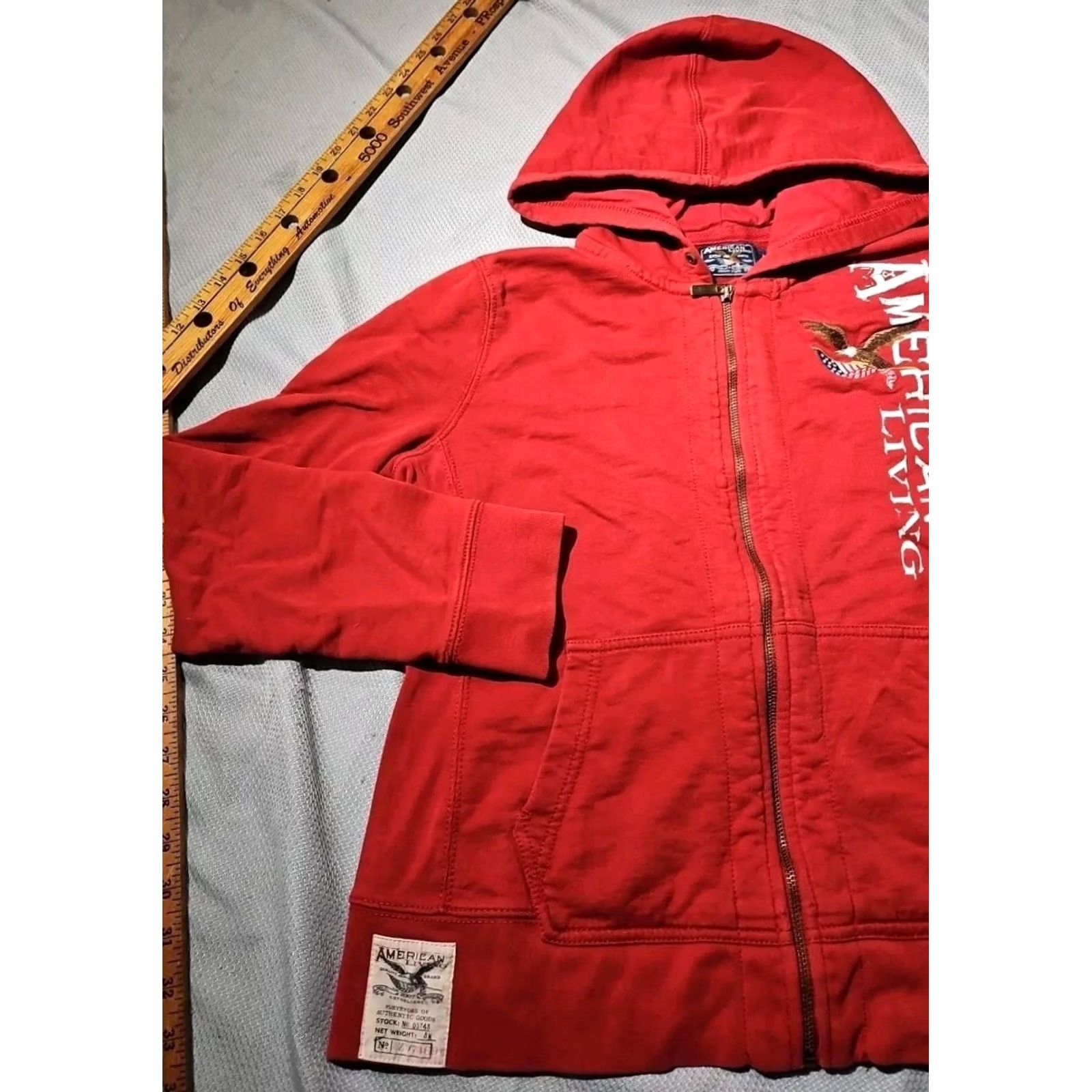 American Eagle Outfitters VINTAGE American Eagle Hoodie Mens Large Red Spellout Full Zip Embroidered Y2K Size US L / EU 52-54 / 3 - 3 Thumbnail