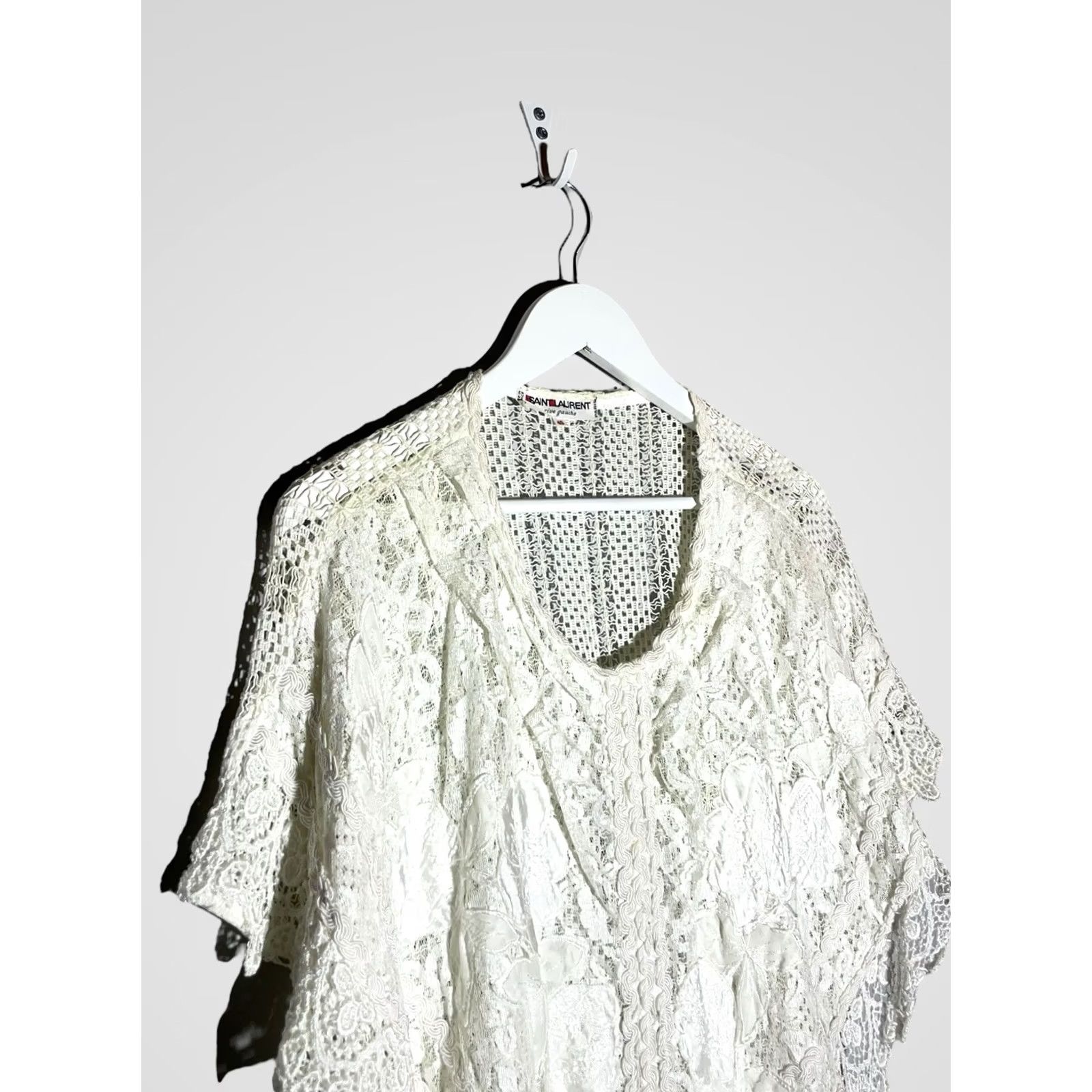 Yves Saint Laurent Vintage Saint Laurent Lace Blouse White Boho Top Size 40 Made in France Size S / US 4 / IT 40 - 4 Thumbnail