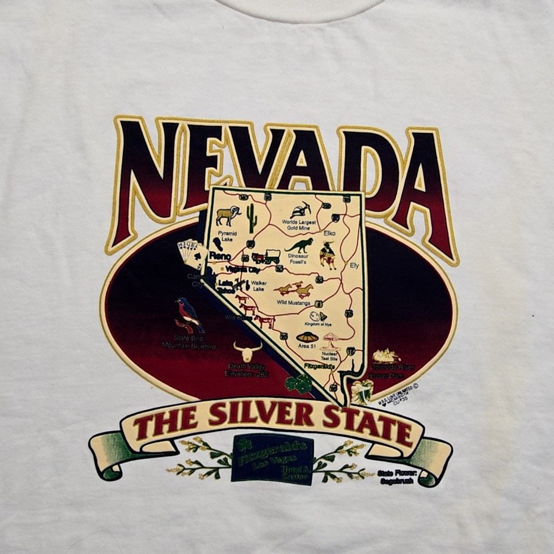Vintage Vintage Nevada Shirt Tultex L White Graphic Tee 90s VTG Size US L / EU 52-54 / 3 - 2 Thumbnail
