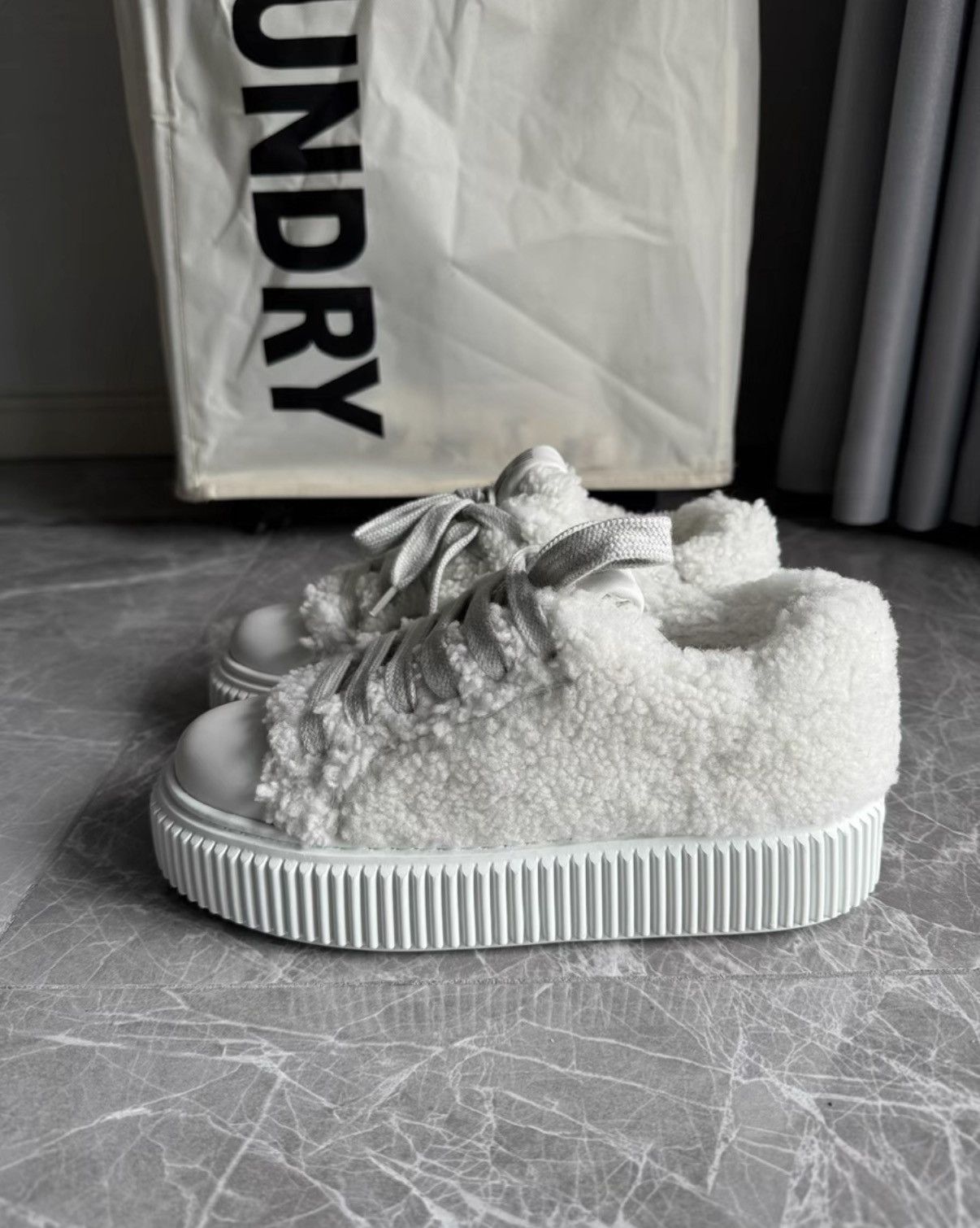 Miu Miu MiuMiu popular style furry platform biscuit shoes K6 Size US 6 / IT 36 - 1 Thumbnail