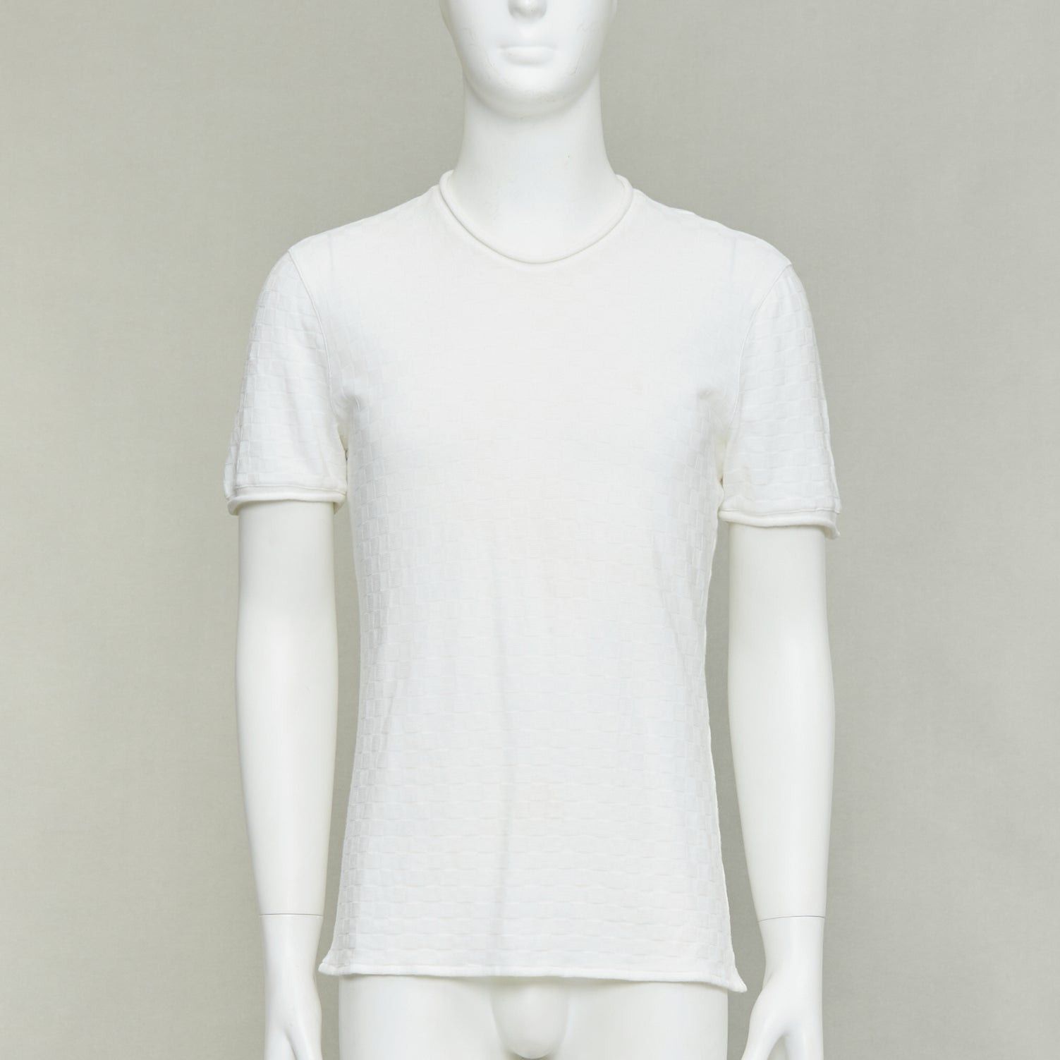 Giorgio Armani GIORGIO ARMANI white rolled hem checkered knit pullover top IT52 XL Size US XL / EU 56 / 4 - 1 Thumbnail