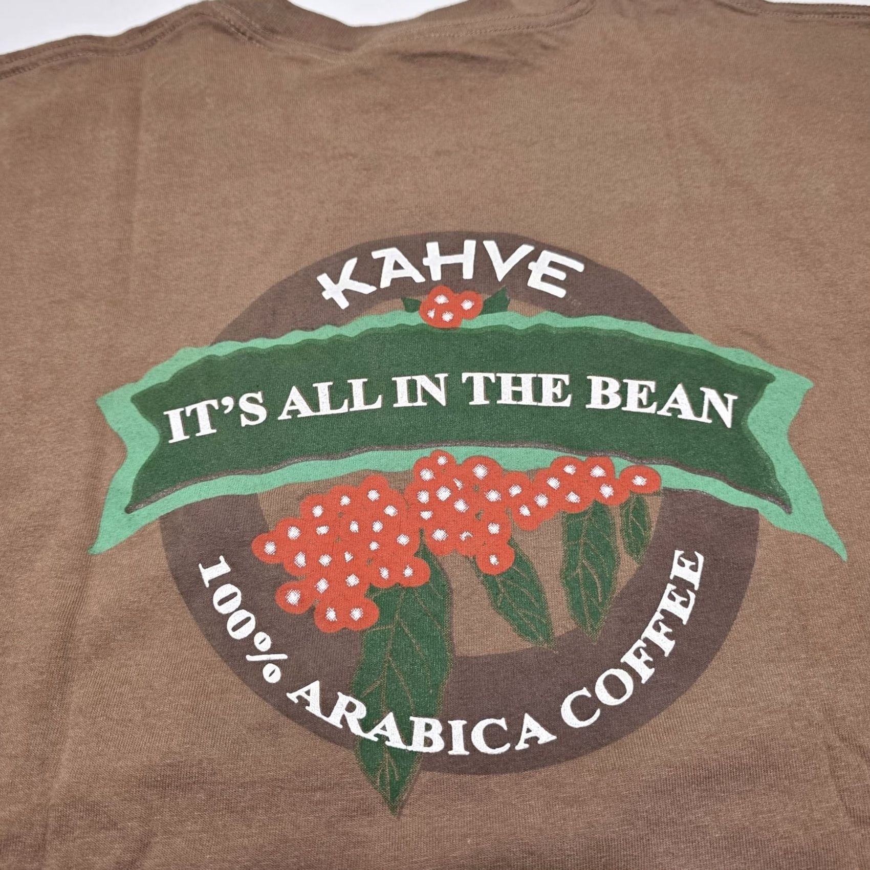 Gildan VINTAGE Kahve Arabic Coffee Promo T-Shirt 90's Size Large Men’s Brown Shirt Mens 90s Coffee Brown Sun faded front Size US L / EU 52-54 / 3 - 7 Thumbnail