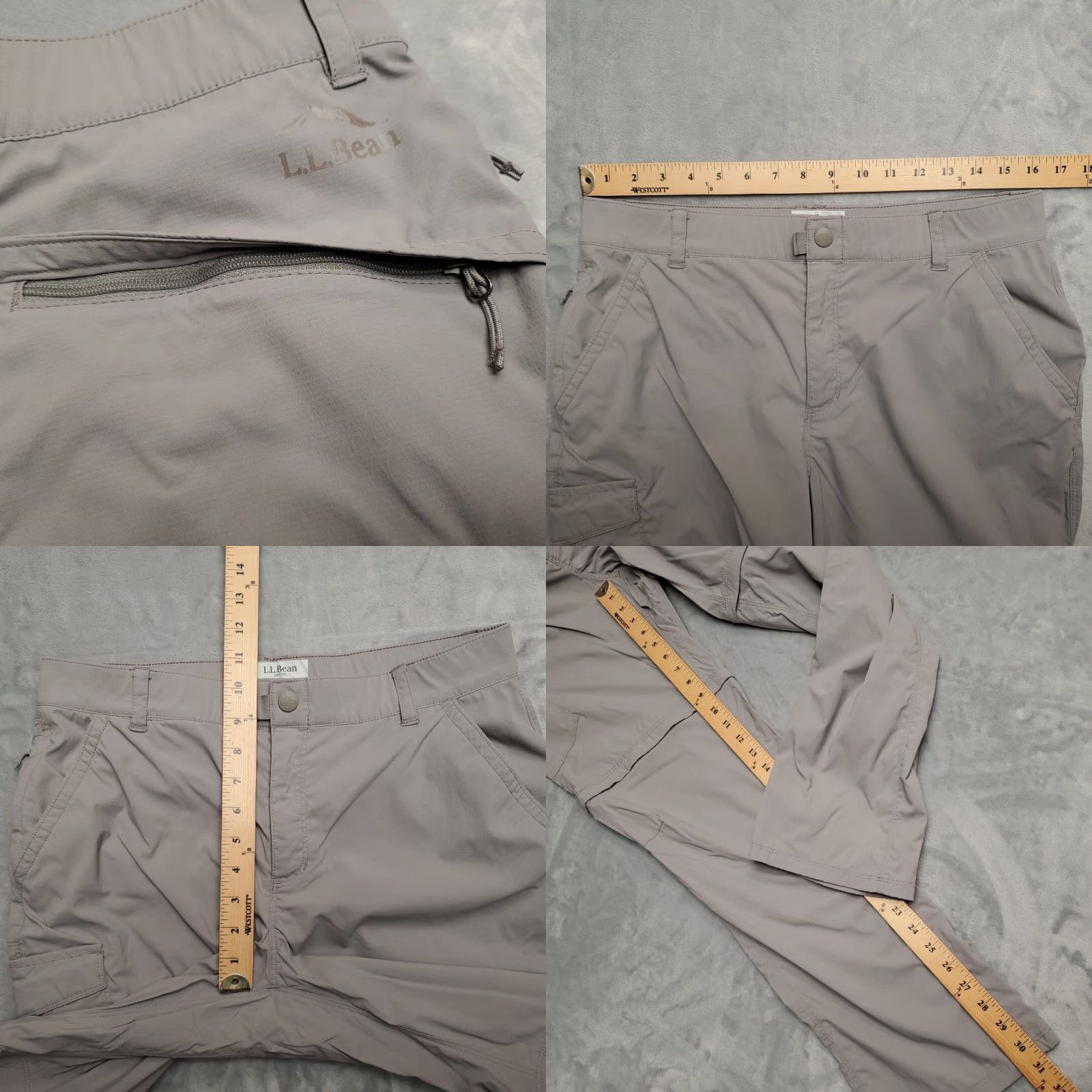 Vintage LL Bean Pants Womens M Gray Tropicwear Nylon Convertible Lightweight Outdoors Size 32" / US 10 / IT 46 - 8 Thumbnail