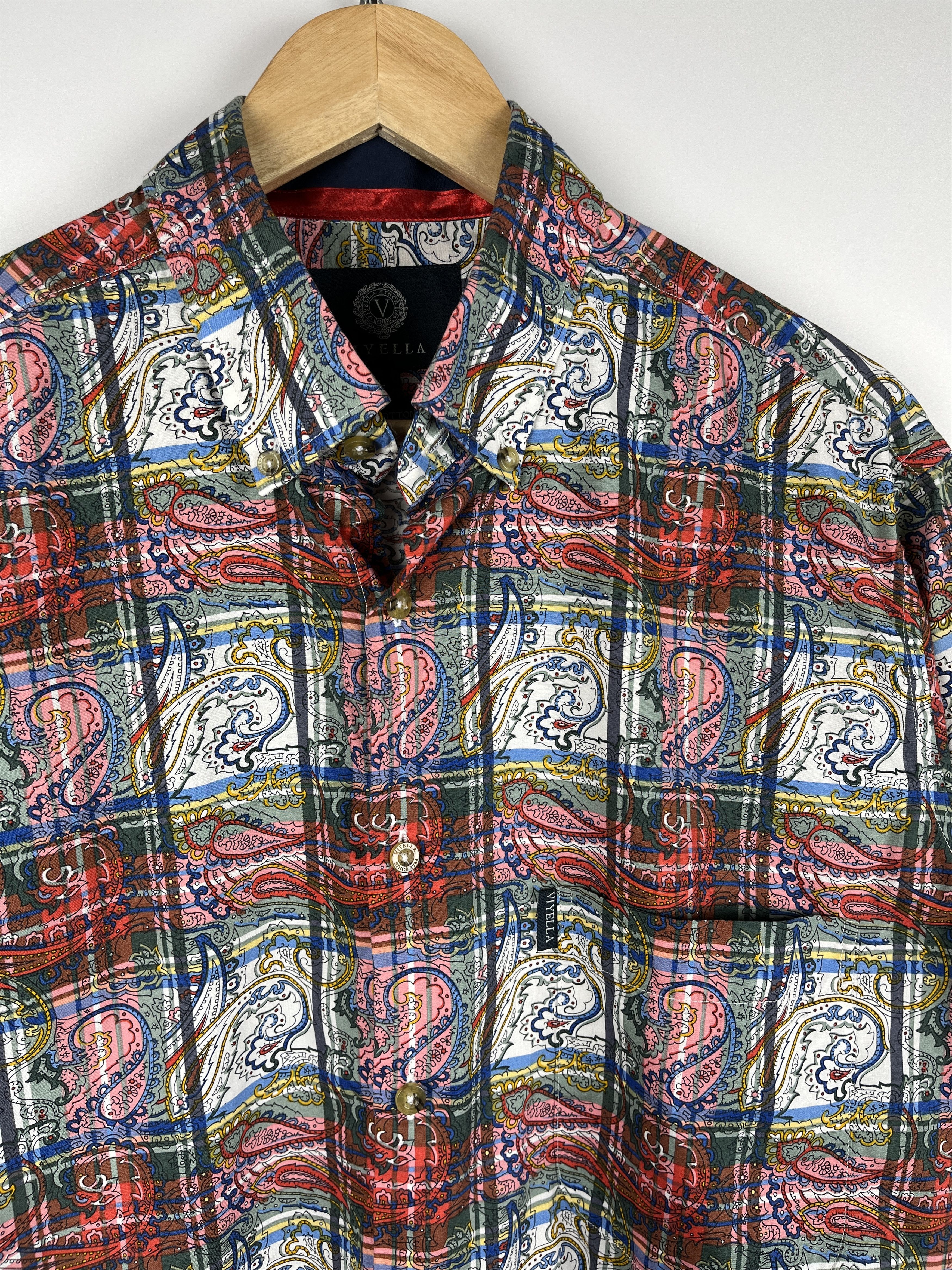Viyella Viyella Paisley Check Pattern Short Sleeve Shirt Size US L / EU 52-54 / 3 - 4 Thumbnail