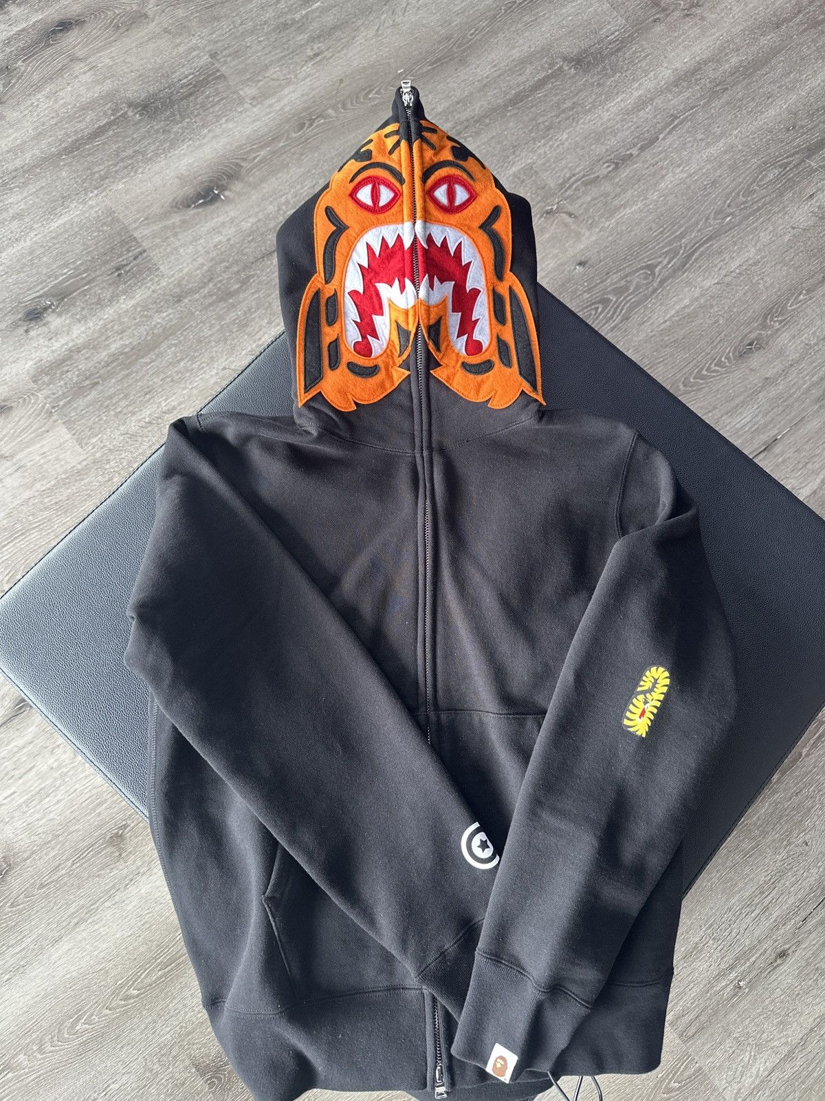 image of Bape “Tiger” Full Zip Hoodie in Black, Men's (Size 2XL)