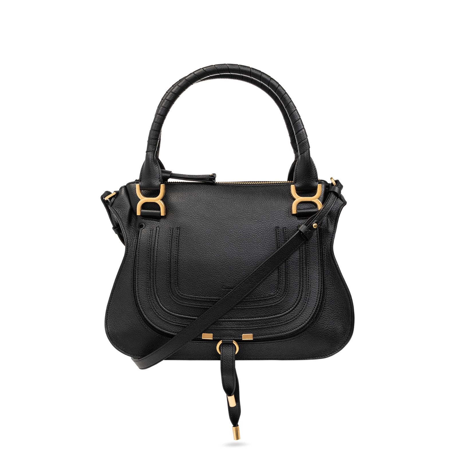 Chloe Chloe Medium Hobo Black Grained Leather Shoulder Bag New & A Size ONE SIZE - 1 Thumbnail
