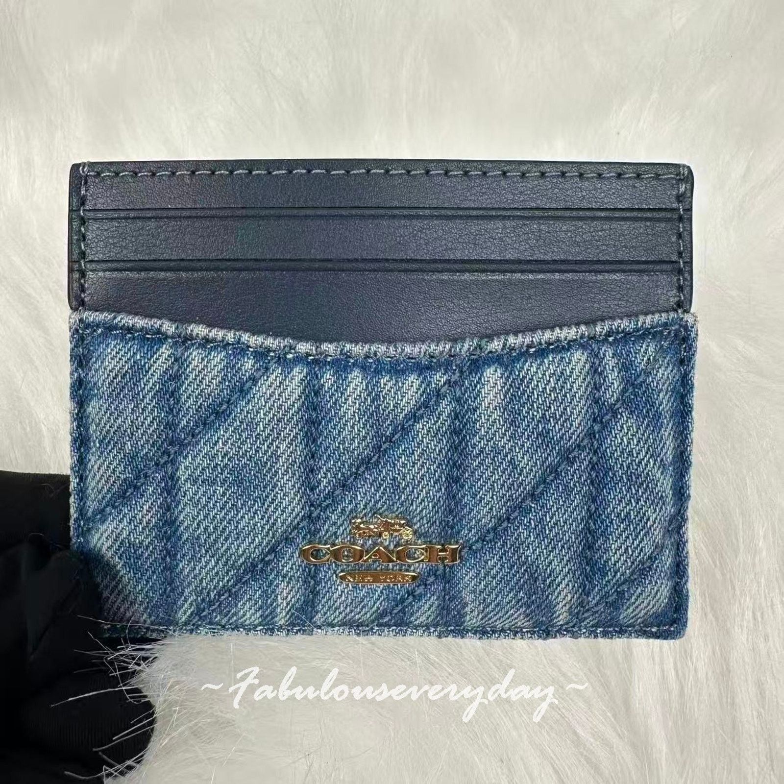 Coach Coach Slim Id Card Case Regenerative Cotton Quilting Denim Size ONE SIZE - 1 Thumbnail