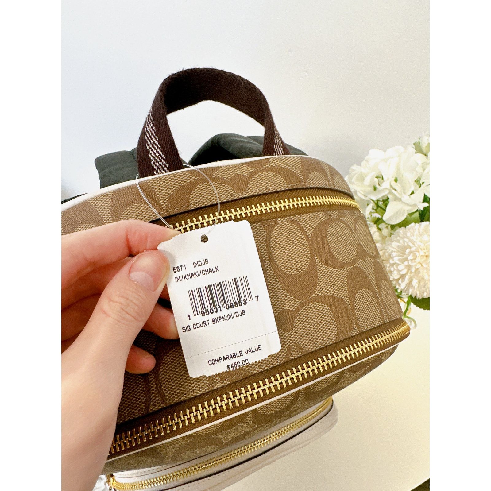 Coach (E)Coach 5671 Court Backpack In Signature Canvas Khaki Chalk Size ONE SIZE - 8 Thumbnail