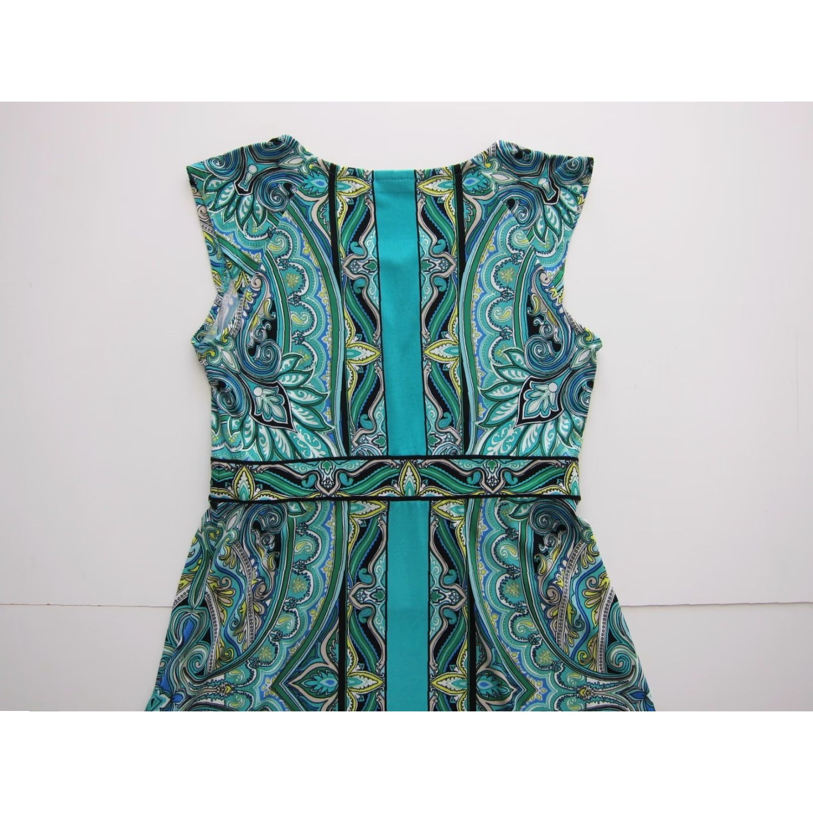 Apt. 9 Apt. 9 Green Yellow Black Floral Paisley Floral Cap Sleeve Sheath Shift Small Size ONE SIZE - 5 Thumbnail