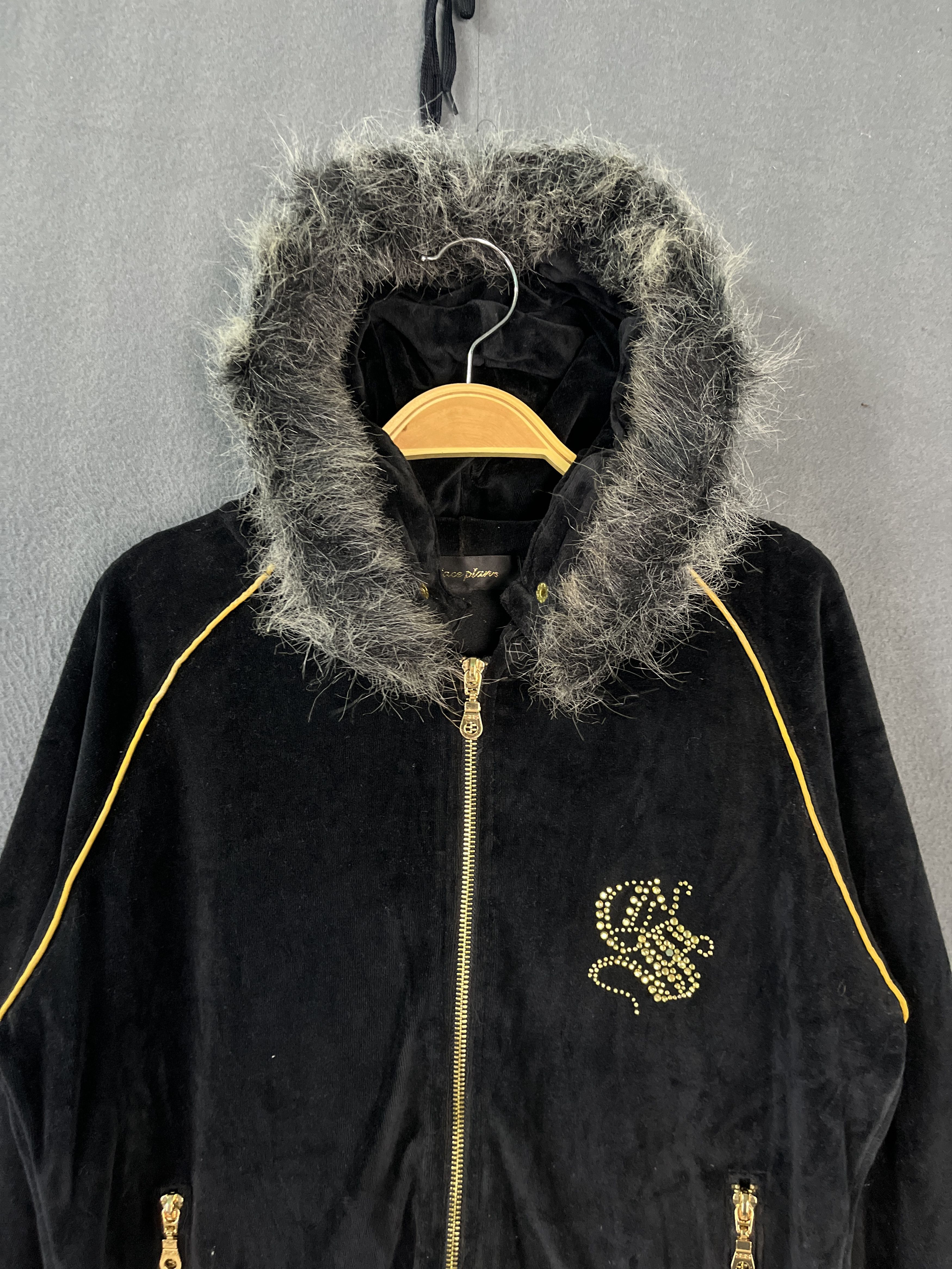 If Six Was Nine Place Plan Rhinestone Logo Poem Style Faux Fur Zipper Hoodie Size M / US 6-8 / IT 42-44 - 3 Thumbnail