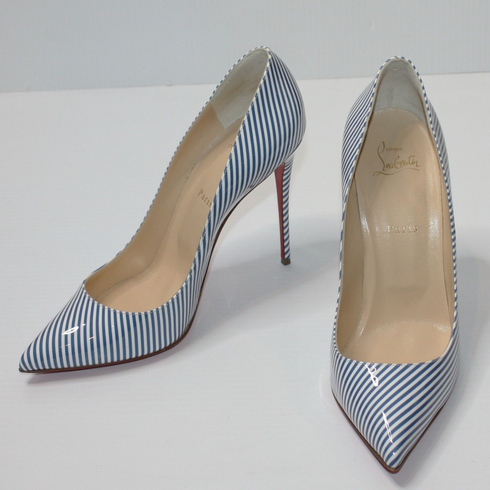 Christian Louboutin Pigalle Follies 100 Stripe Jean Pump Shoes in EU 41 / US 11 Size US 11 / IT 41 - 1 Thumbnail