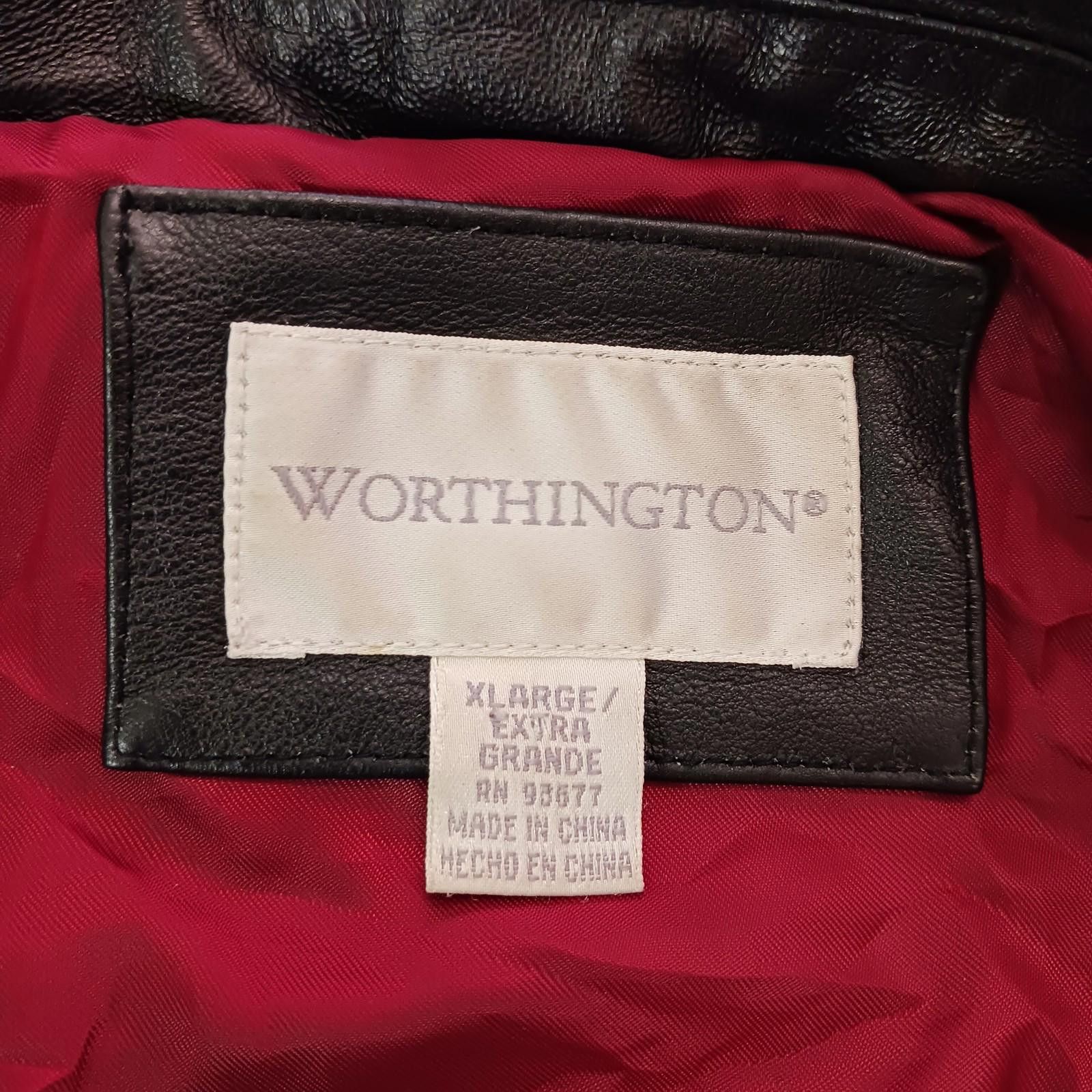 Designer Worthington RN#93677 Women's Black Genuine Leather Jacket XL Size XL / US 12-14 / IT 48-50 - 3 Thumbnail