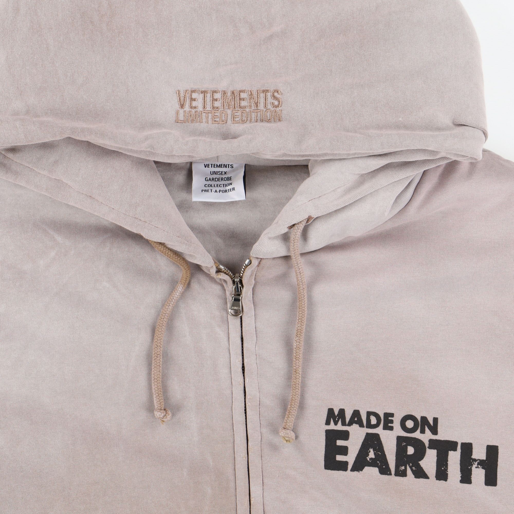 Vetements Faded Beige Made on Earth Hooded Bomber Jacket Size XS / US 0-2 / IT 36-38 - 7 Thumbnail