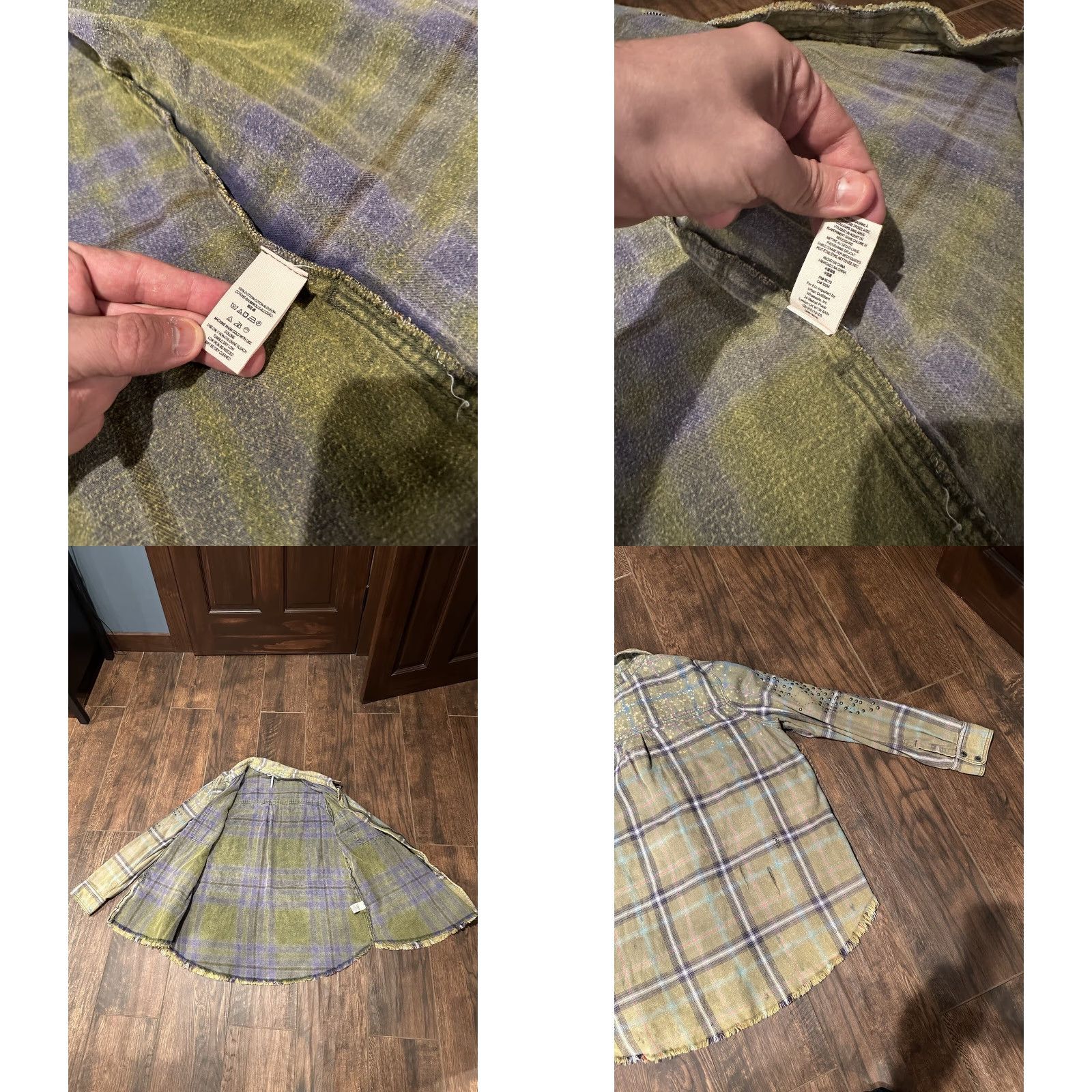 Free People Free People Deconstructed Jacket Adult Medium Green Plaid Zip Up Cotton Womens Size M / US 6-8 / IT 42-44 - 8 Thumbnail