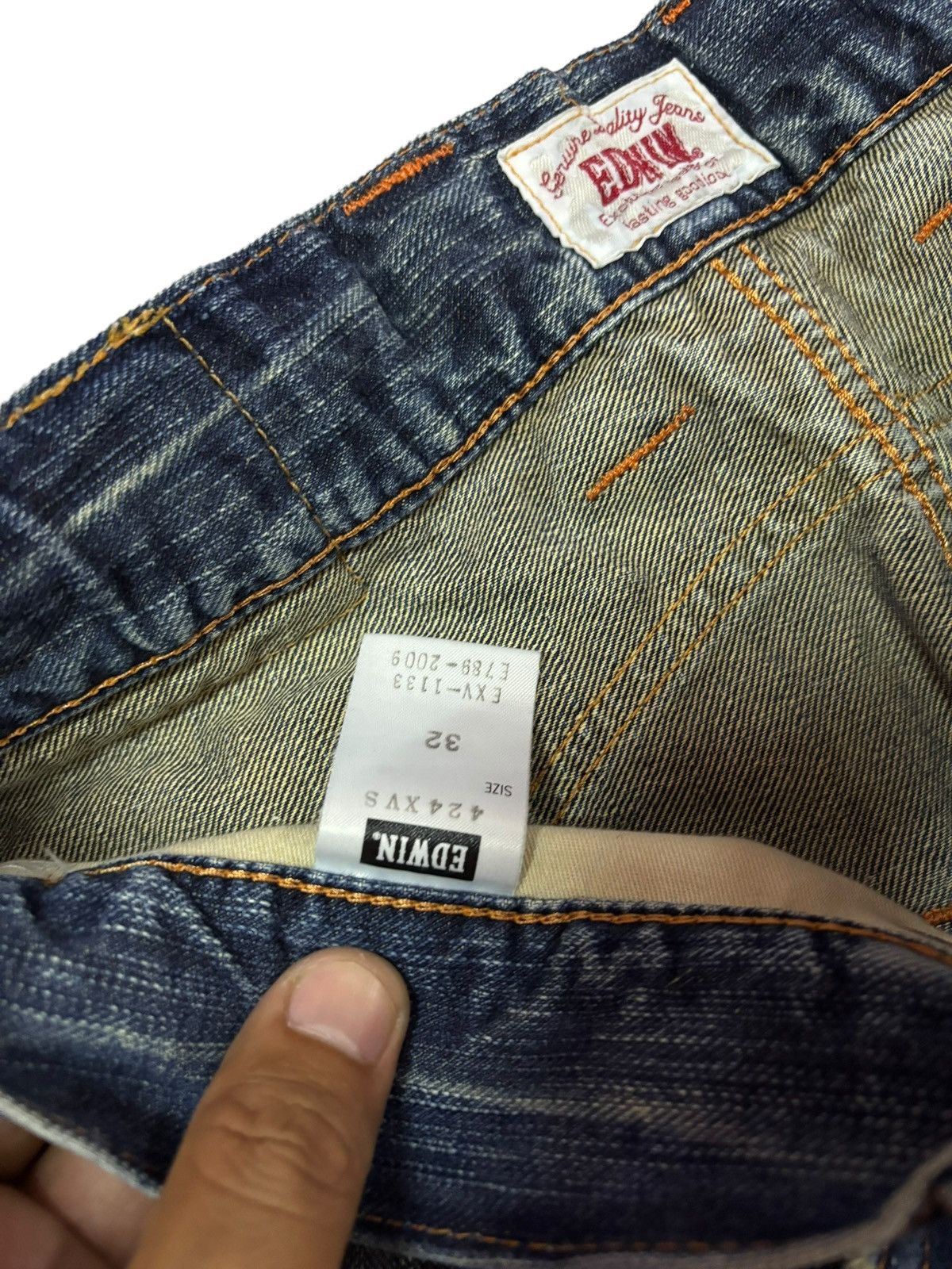 Edwin Vtg Edwin XV Japan Distressed Jeans Size US 31 - 9 Thumbnail