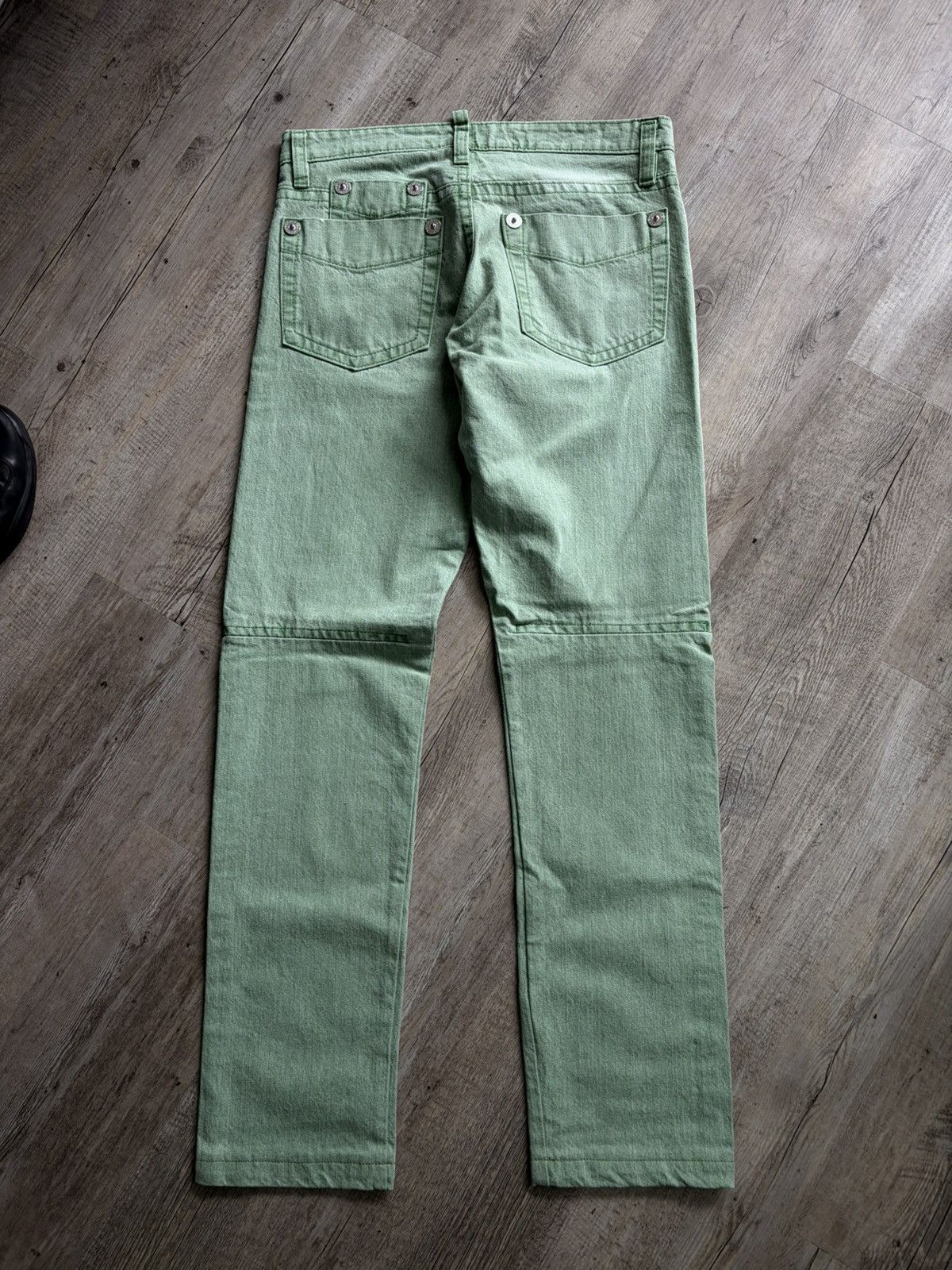 Dsquared2 2004 Dsquared green washed denim jeans big buttons Size US 31 - 2 Thumbnail