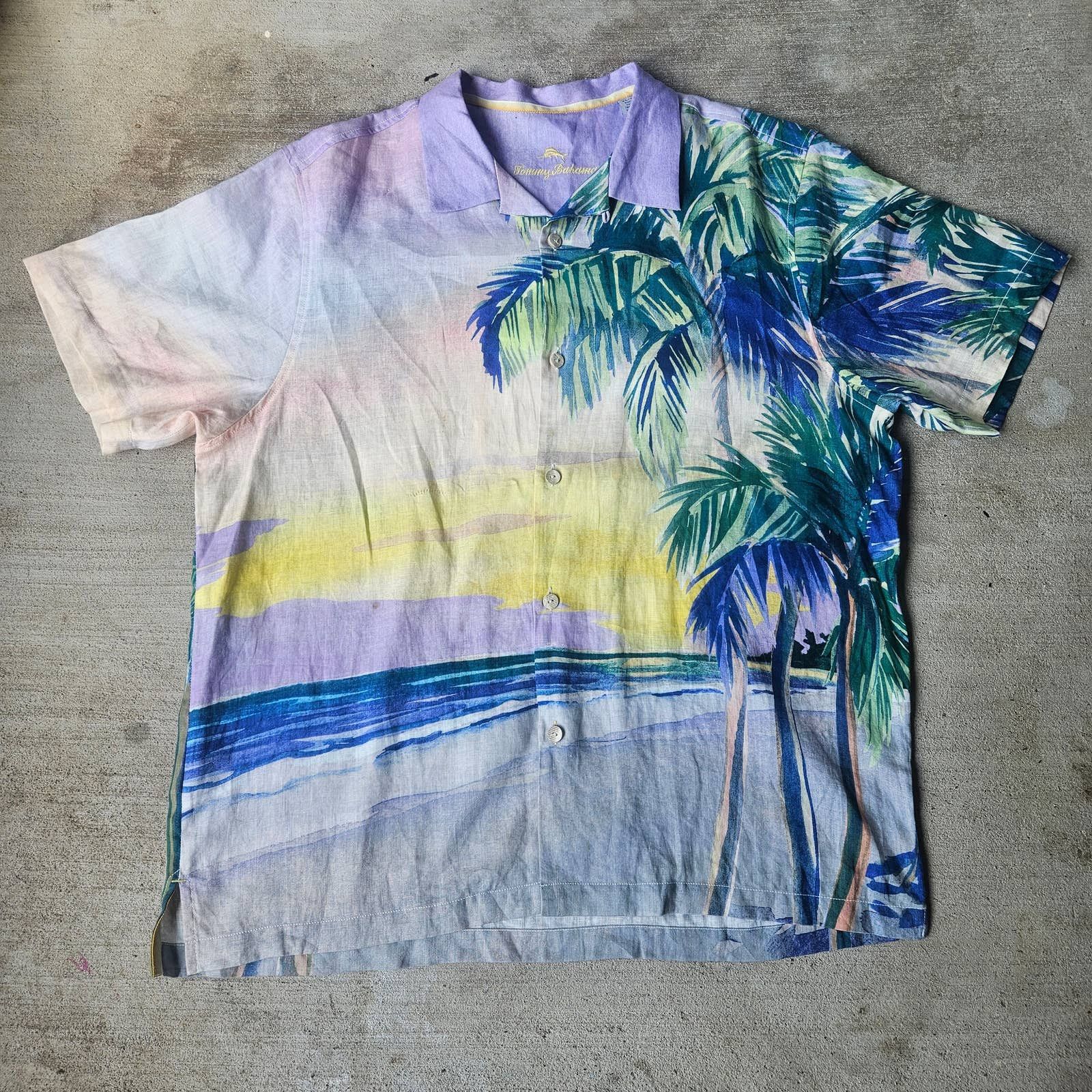Tommy Bahama Tommy Bahama Artist Series 22 Watercolor Palms Linen Shirt ...