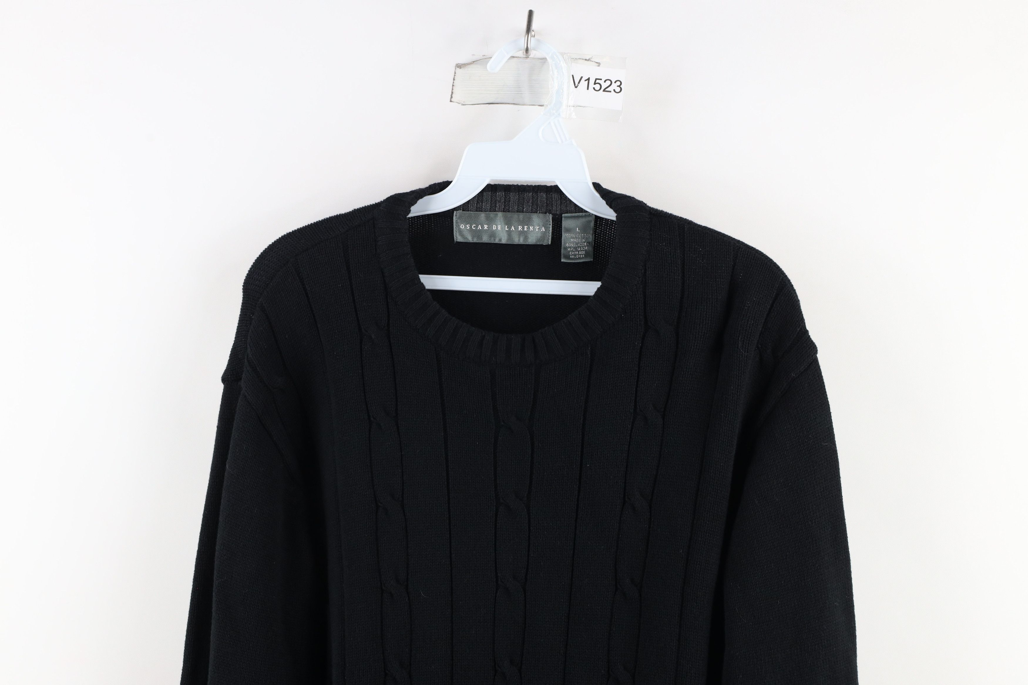 Vintage Vintage 90s Streetwear Cable Knit Crewneck Sweater Black Size US L / EU 52-54 / 3 - 2 Thumbnail