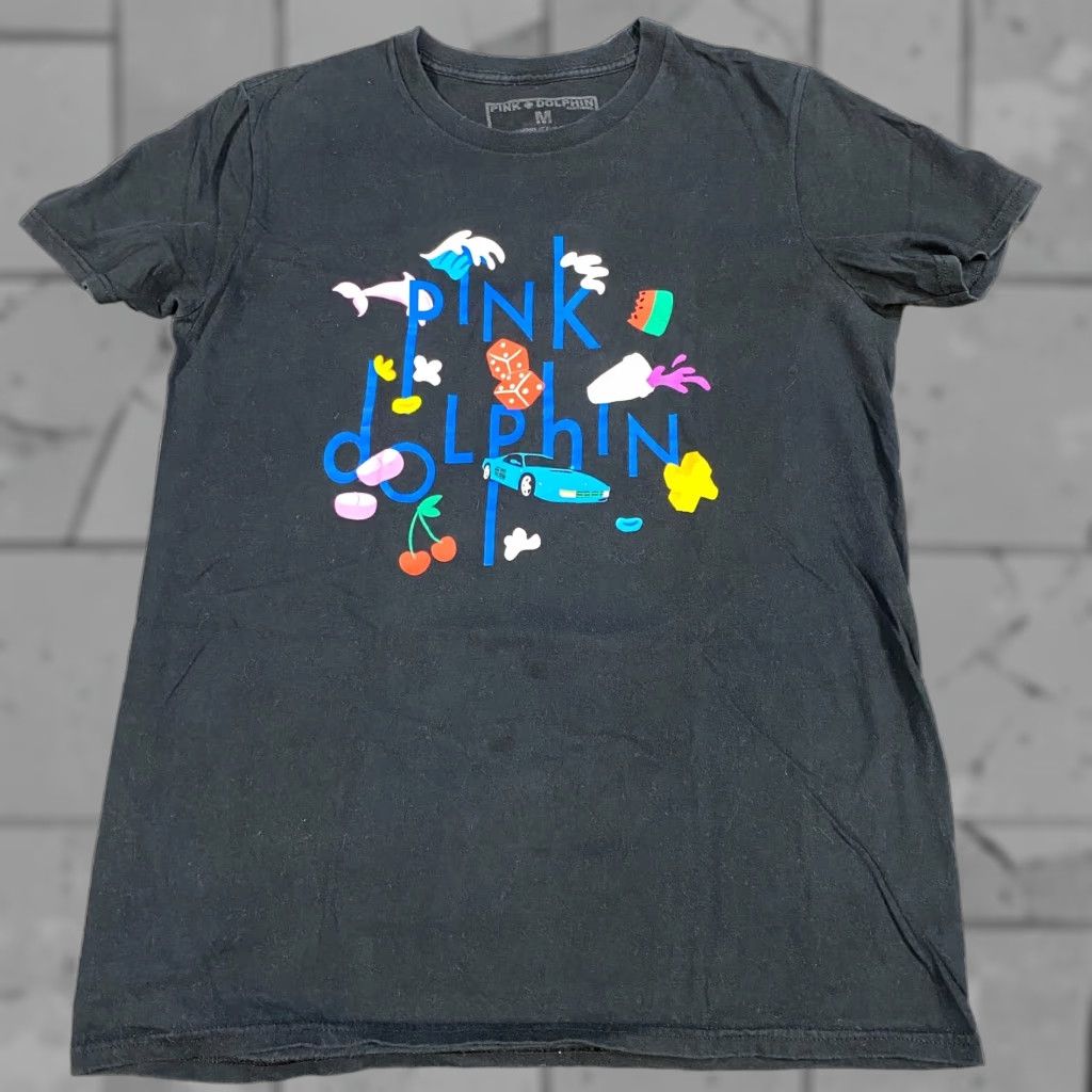 Doublet Pink Dolphin T-shirt Men M Black Double Sided Testarossa Purple Drink Dice Short Sleeve Crew Neck Cotton Graphic Print Vintage: No Boys? Mens Size US M / EU 48-50 / 2 - 1 Thumbnail