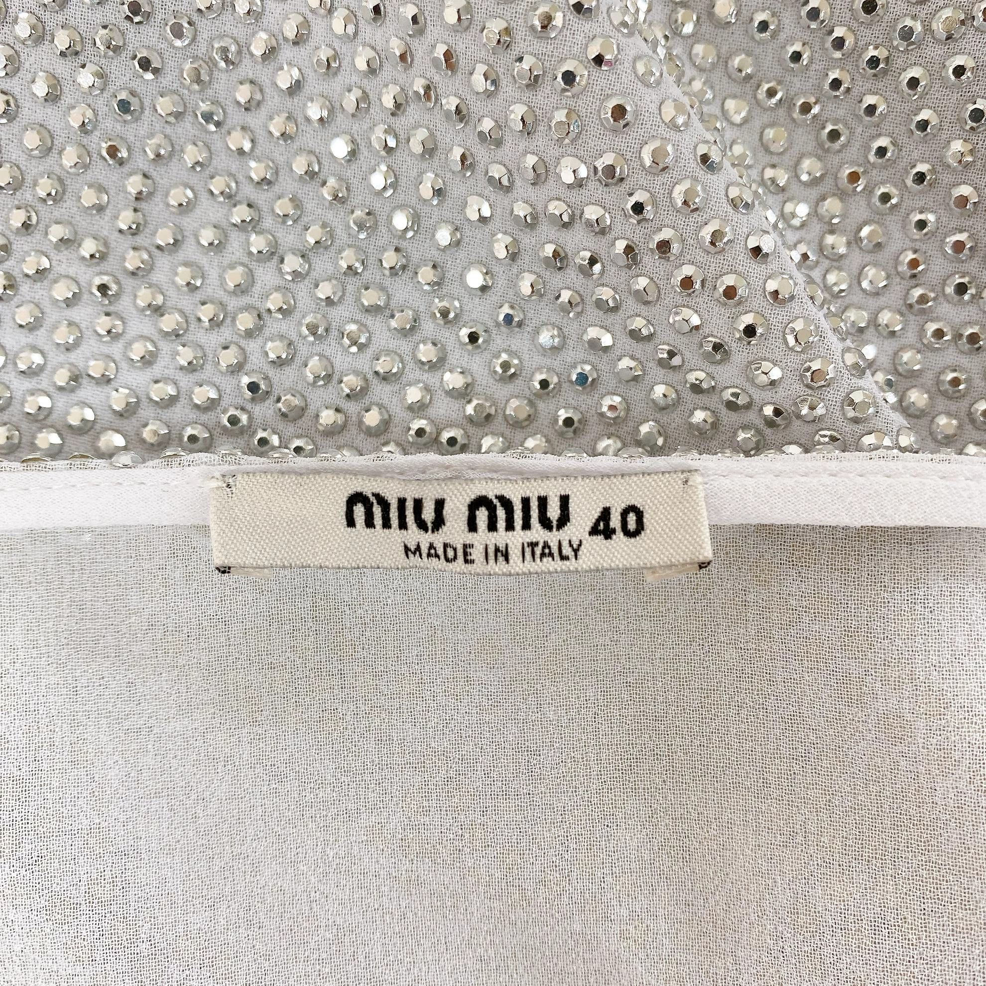 Miu Miu MIU MIU White Paved Crystal Skirt 4466 Size 27" / US 4 / IT 40 - 6 Thumbnail