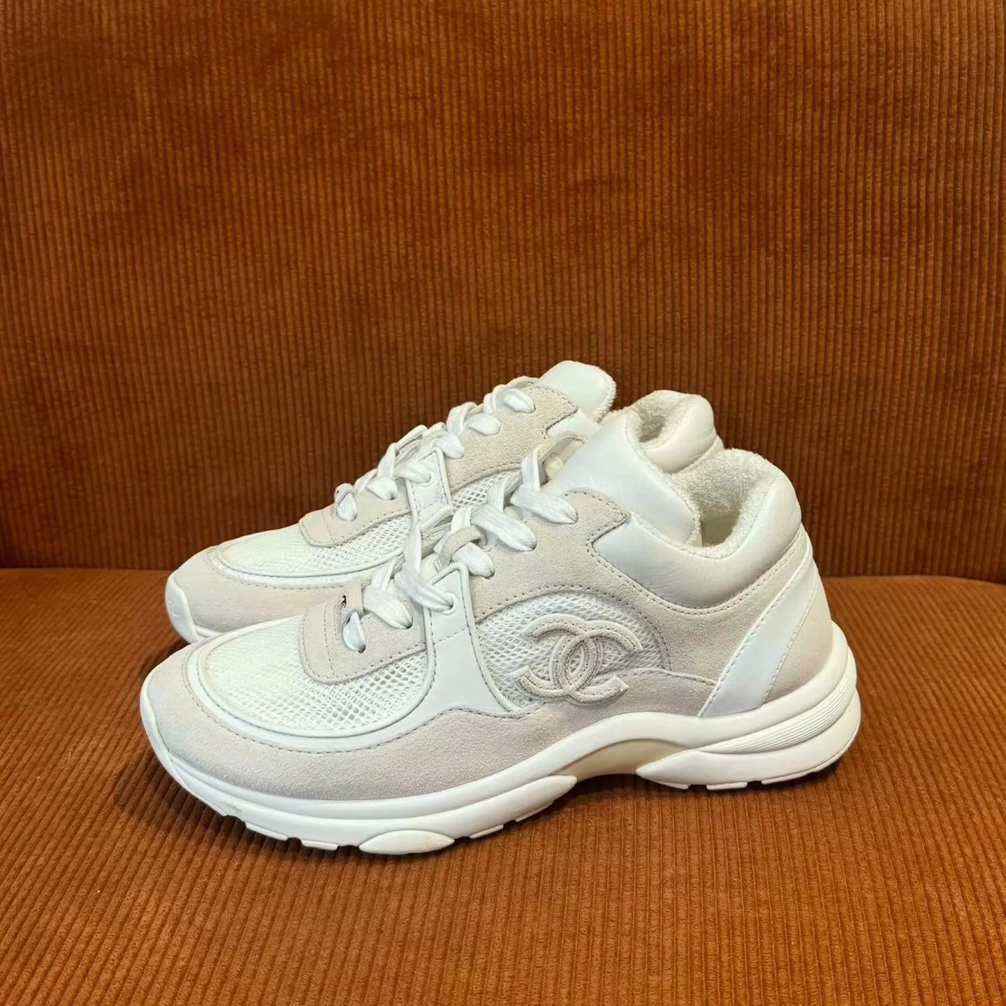 Chanel Chanel CC Logo Mesh Sneakers Nude Pink 37 Size US 6.5 / IT 36.5 - 1 Thumbnail