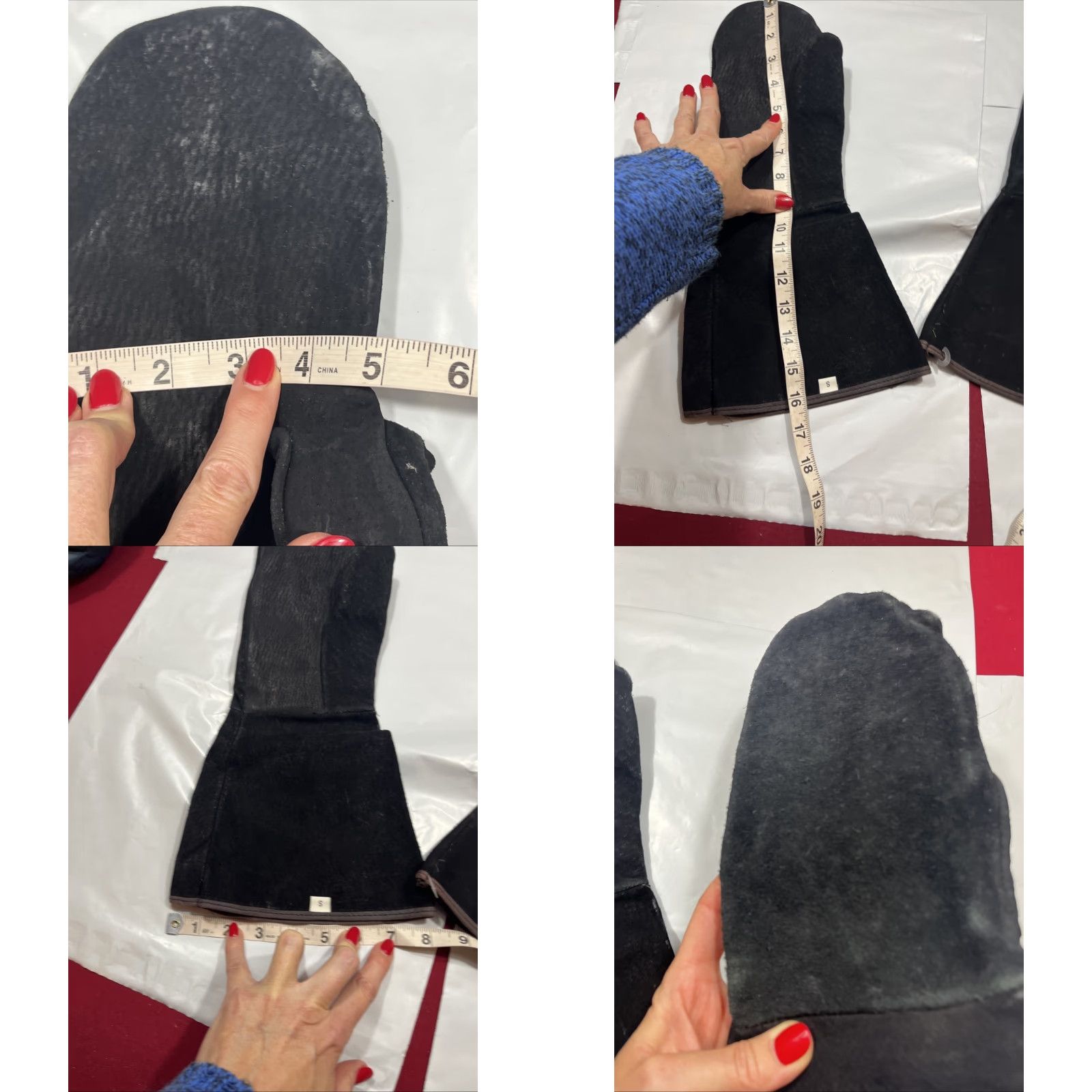 Vintage VINTAGE BLACK SUEDE LEATHER LONG MITTENS GAUNTLET COLD WEATHER lined New Men’s Small New Size ONE SIZE - 8 Thumbnail