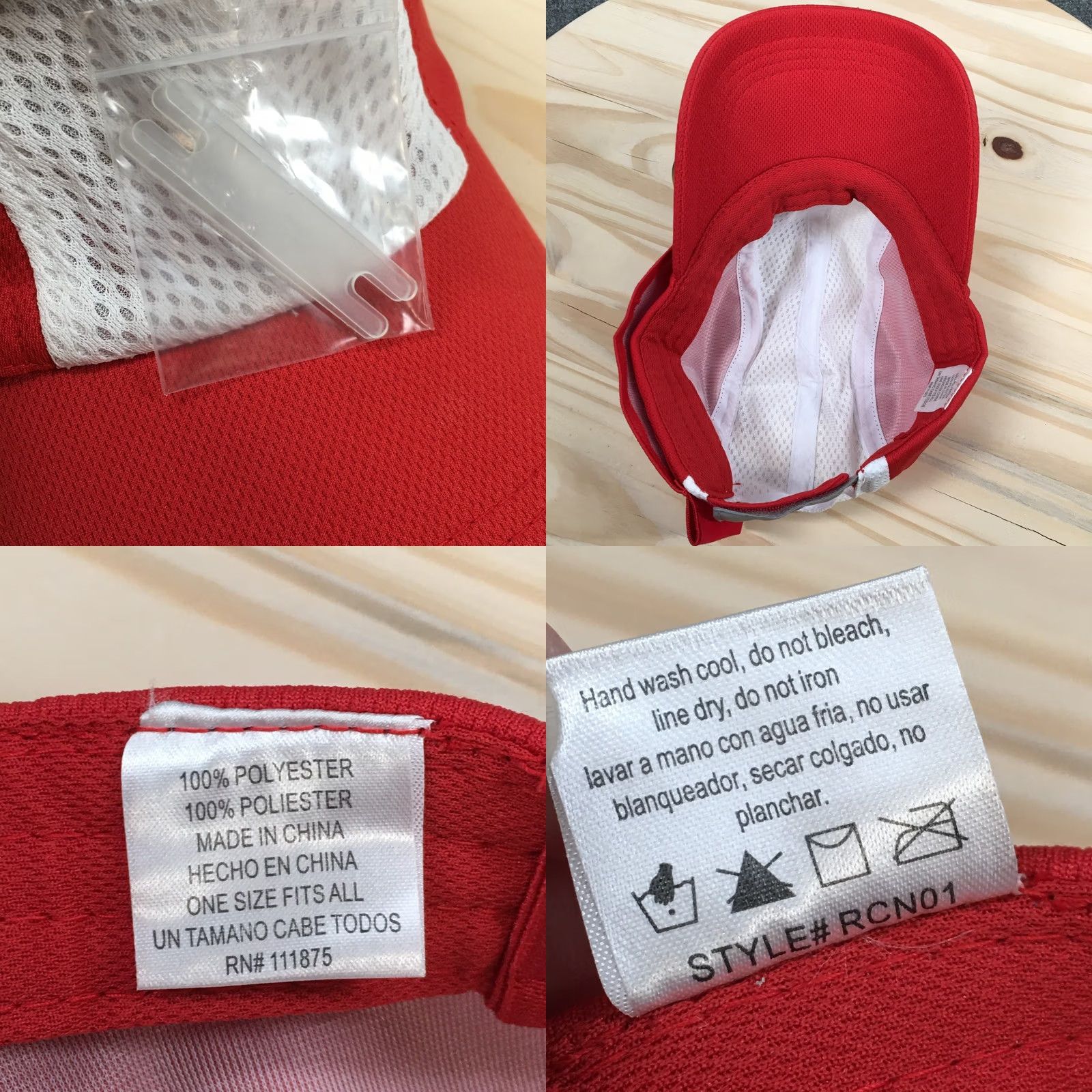 Vintage iXound Wear 5 Panel Cap Womens Red One Size Adjustable Curved Brim Perforated Baseball Cap Size ONE SIZE - 9 Thumbnail