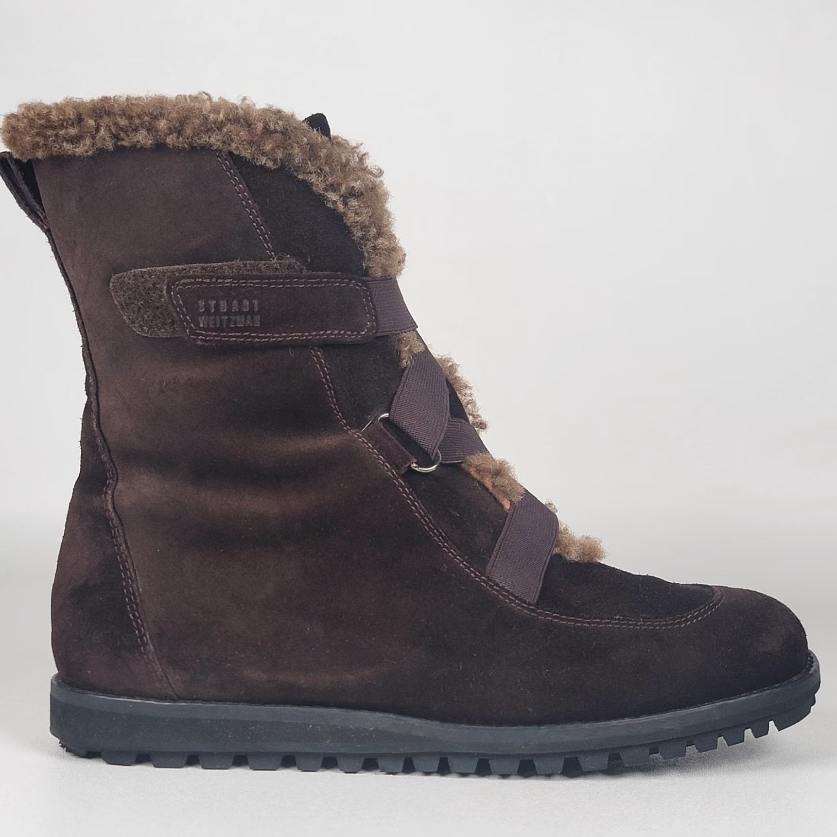 Stuart Weitzman Stuart Weitzman Boots Womens 8.5 Brown Suede Ankle Bootie Faux Fur Lined Buckle Comfortable Rubber Sole Winter Womens Size US 9 / IT 39 - 3 Thumbnail