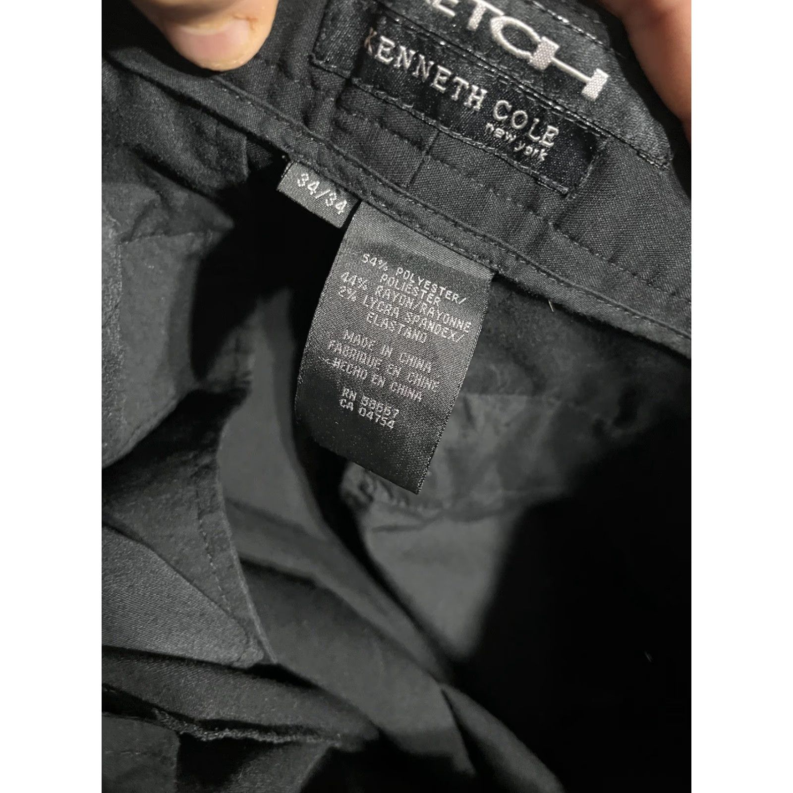 Kenneth Cole VINTAGE Kenneth Cole Reaction Mens Dress Pants Black Flat Front Size 34x34 Stretch Polyester Spandex Rayon Dress Pants Mens Black 34x34 Size US 34 / EU 50 - 5 Thumbnail