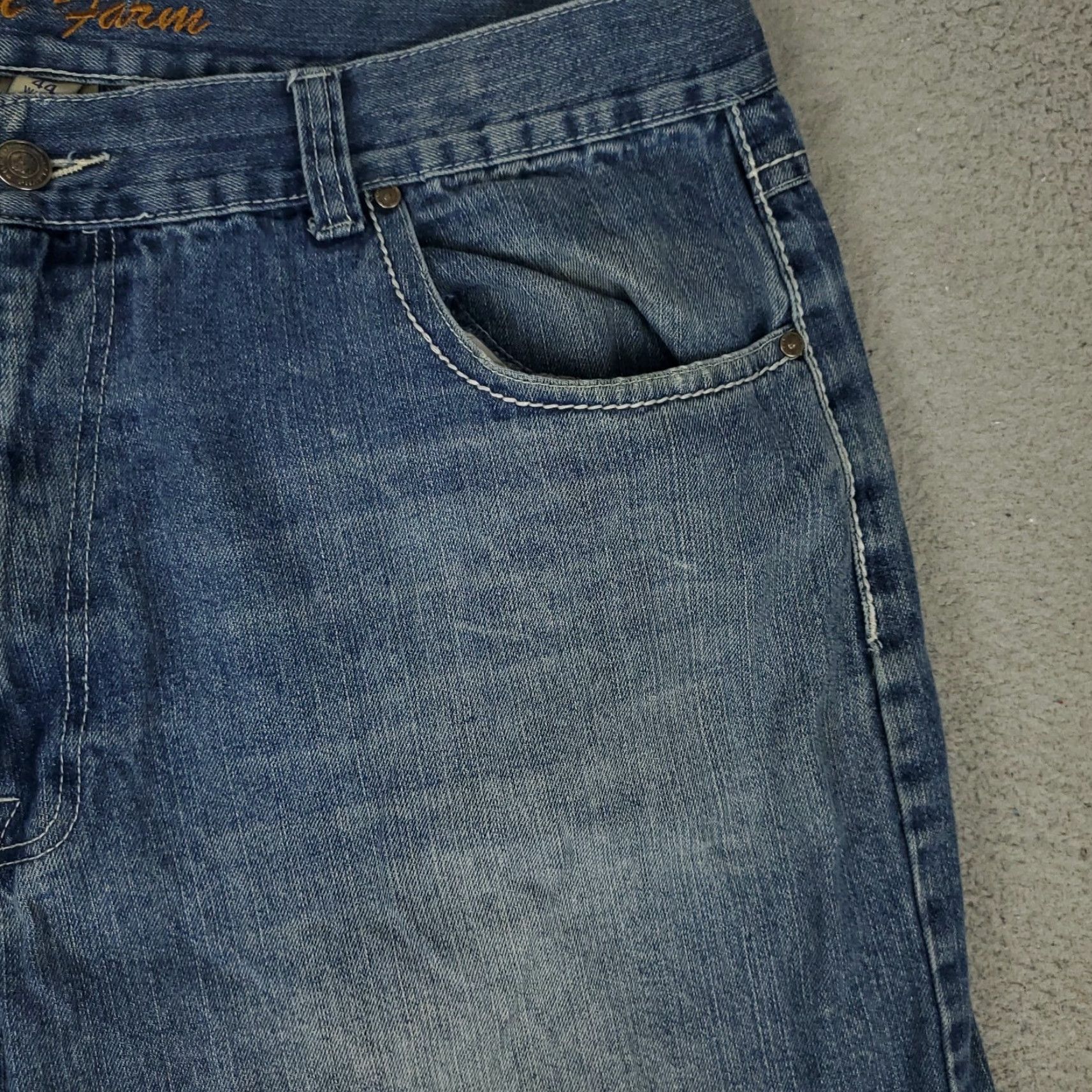 Phat Farm Phat Farm Shorts Mens 44 Blue Denim Bermuda 5-Pocket Relaxed Fit Vintage Casual Retro Hip Hop 90s Mens Size US 44 / EU 60 - 3 Thumbnail