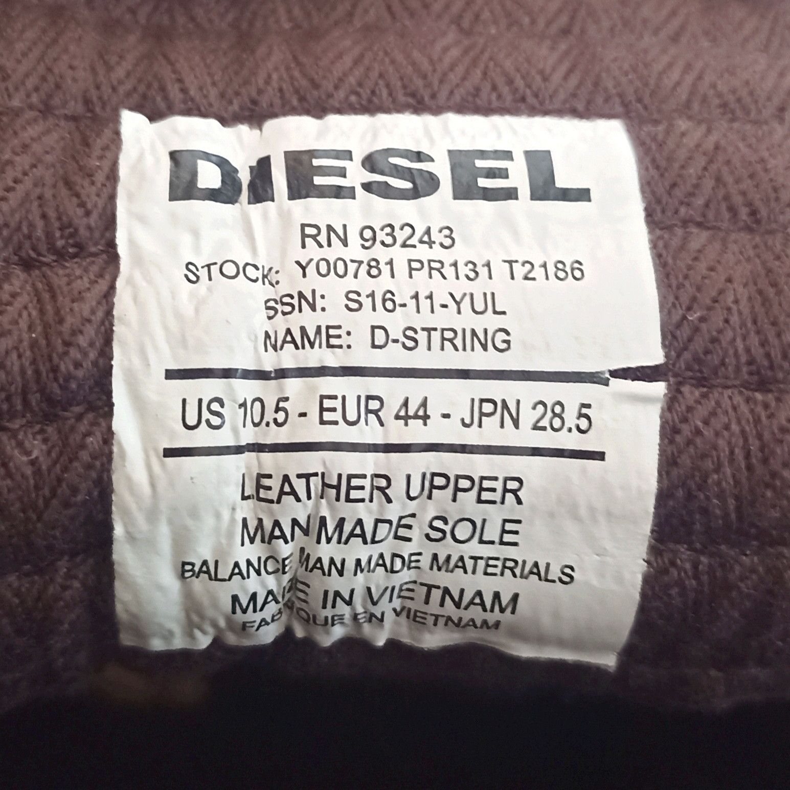 Diesel DIESEL D String High Cut Casual Vintage ( Side Zipper) Size US 10.5 / EU 43-44 - 9 Thumbnail