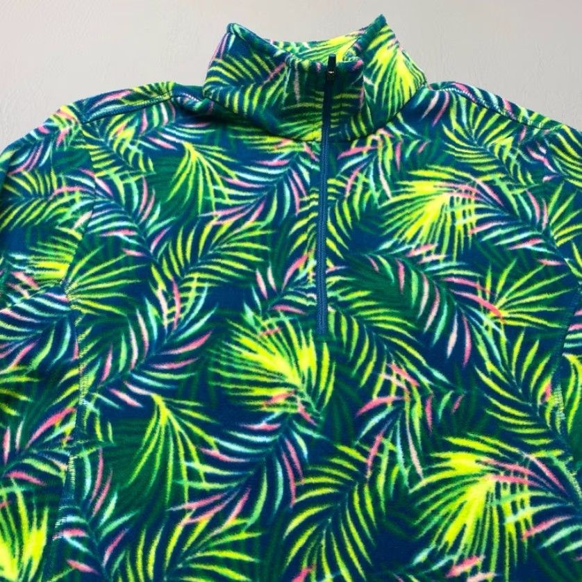 Lands' End VINTAGE Lands' End Anyweather Fleece Pullover Womens Medium 10-12 1/4 Zip Tropical 8157 Size M / US 6-8 / IT 42-44 - 5 Thumbnail