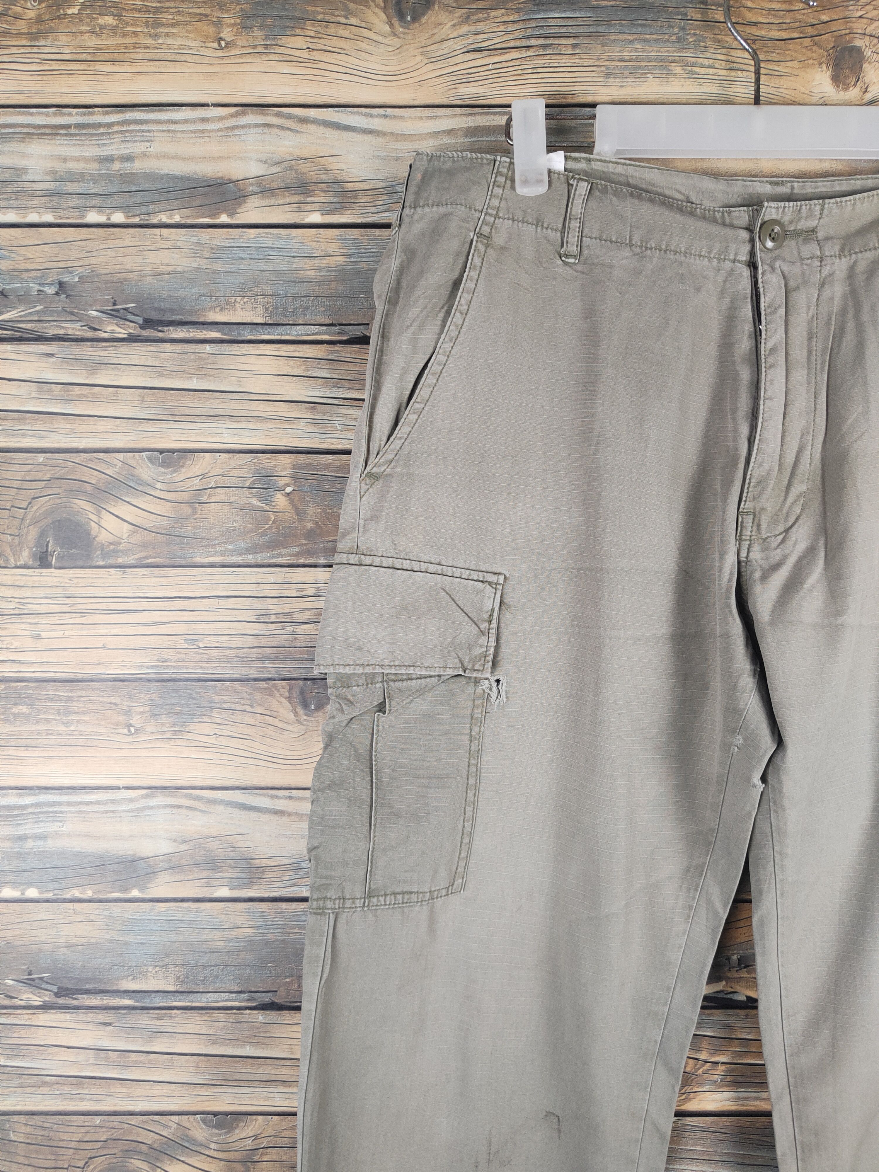 Japanese Brand DL Back Number Olive Faded Multipocket Cargo Pants #46-227T Size US 34 / EU 50 - 4 Thumbnail