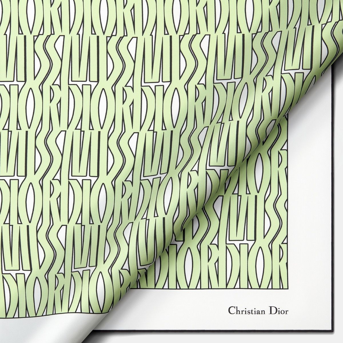 Dior o1bcso1str0226 Size:OS/90 Square Scarf in White/Pale Green Size ONE SIZE - 4 Thumbnail